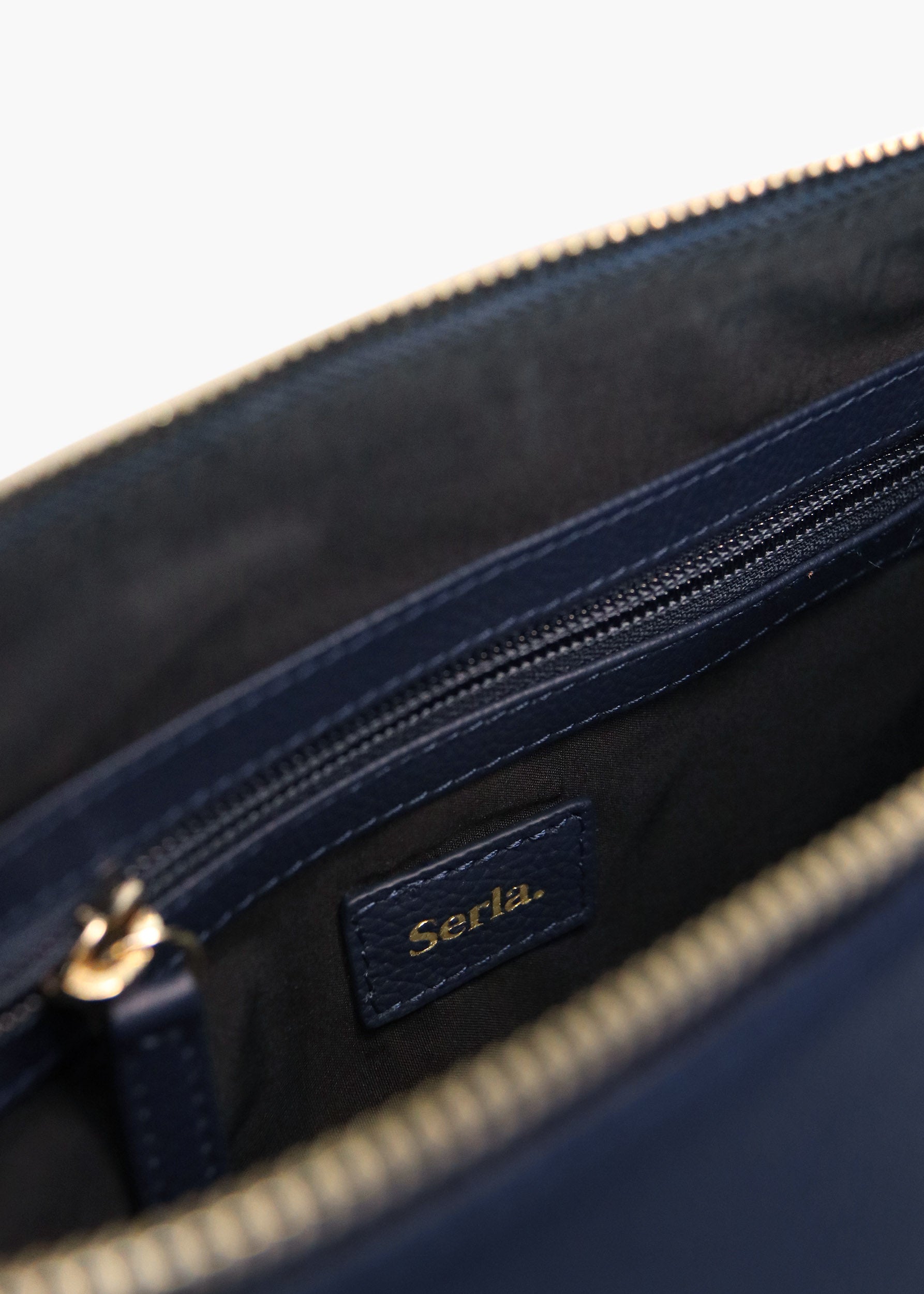 Alice Navy Leather Shoulder Bag