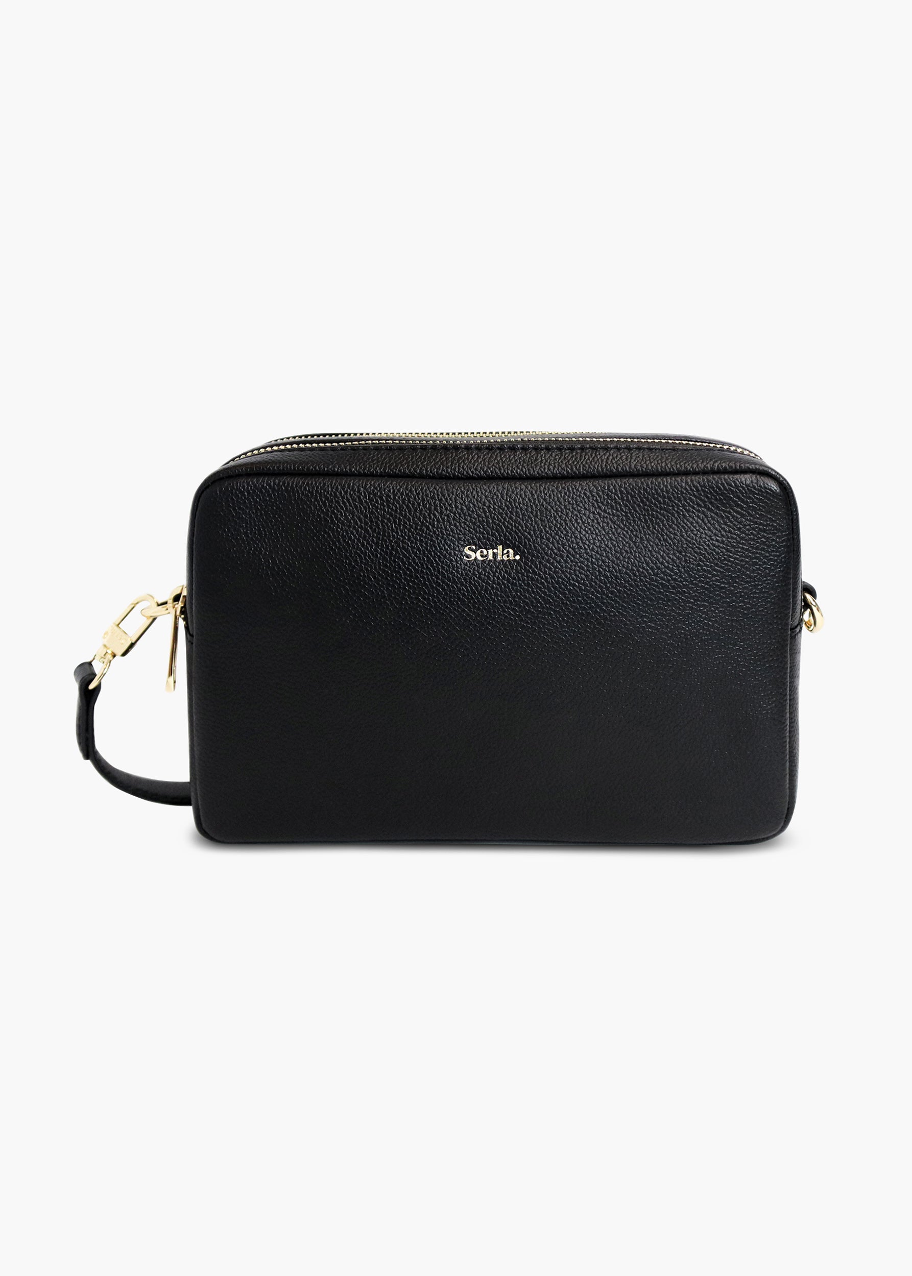 Allegra Black Leather Crossbody Bag