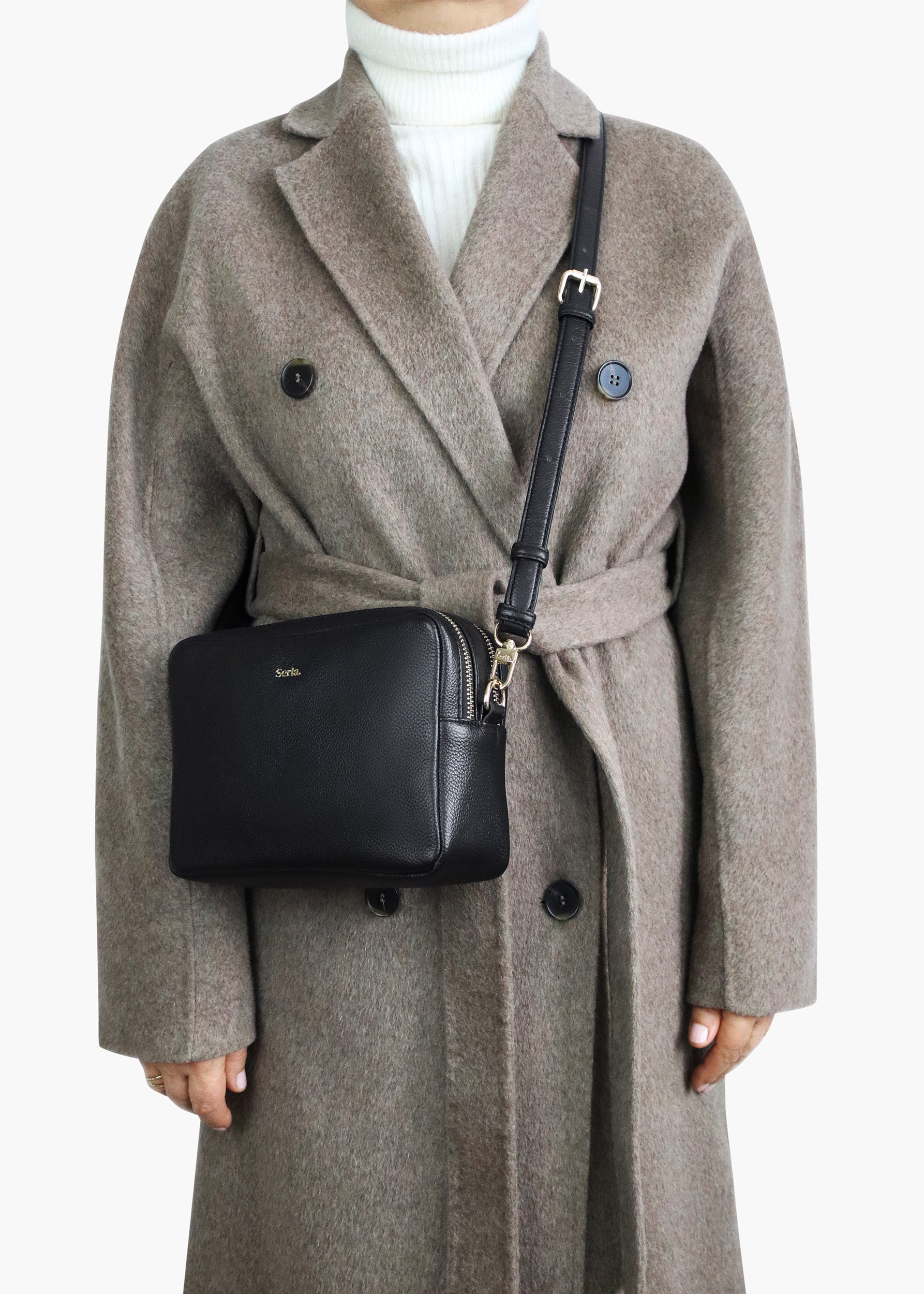 Allegra Black Leather Crossbody Bag