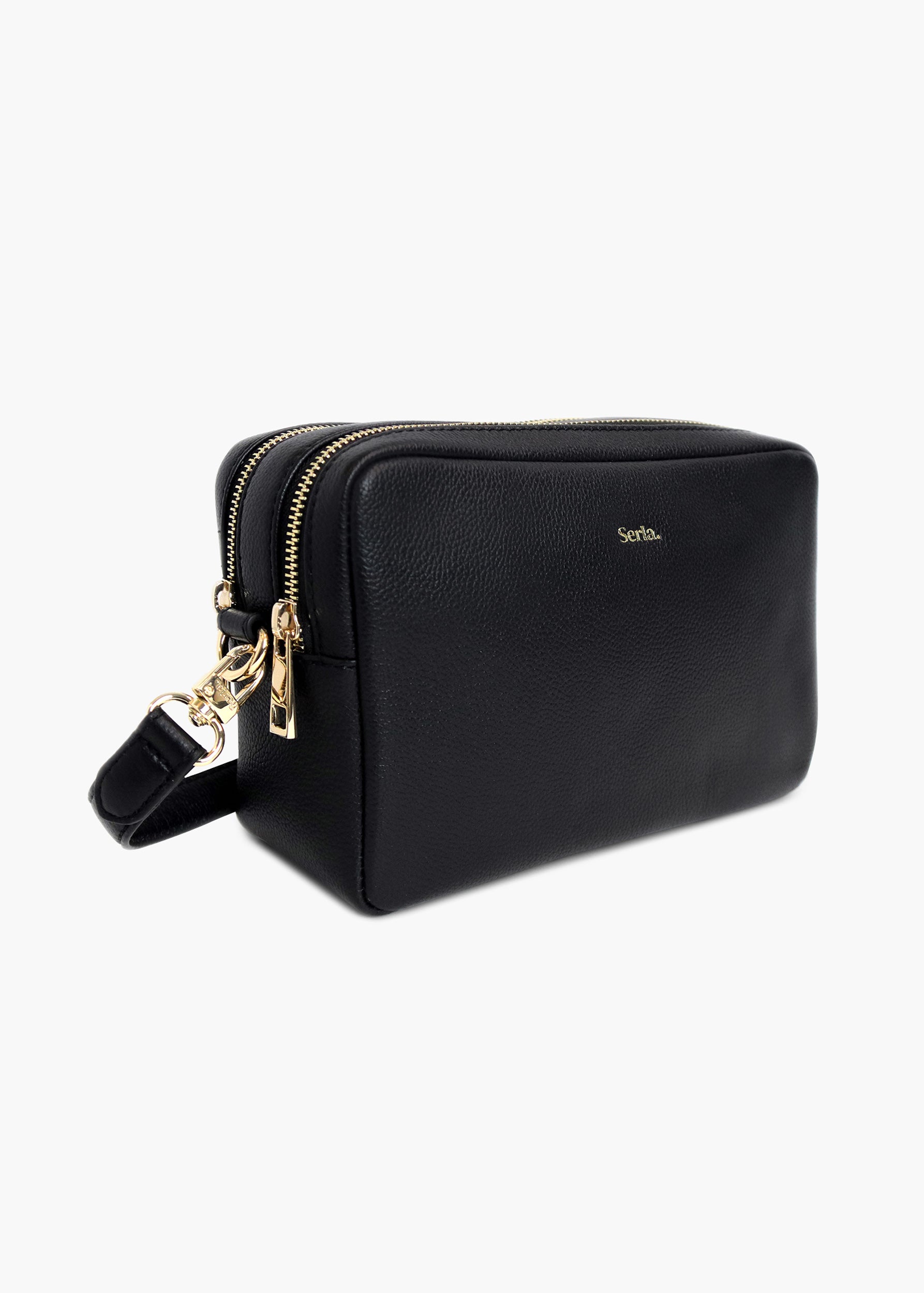Allegra Black Leather Crossbody Bag