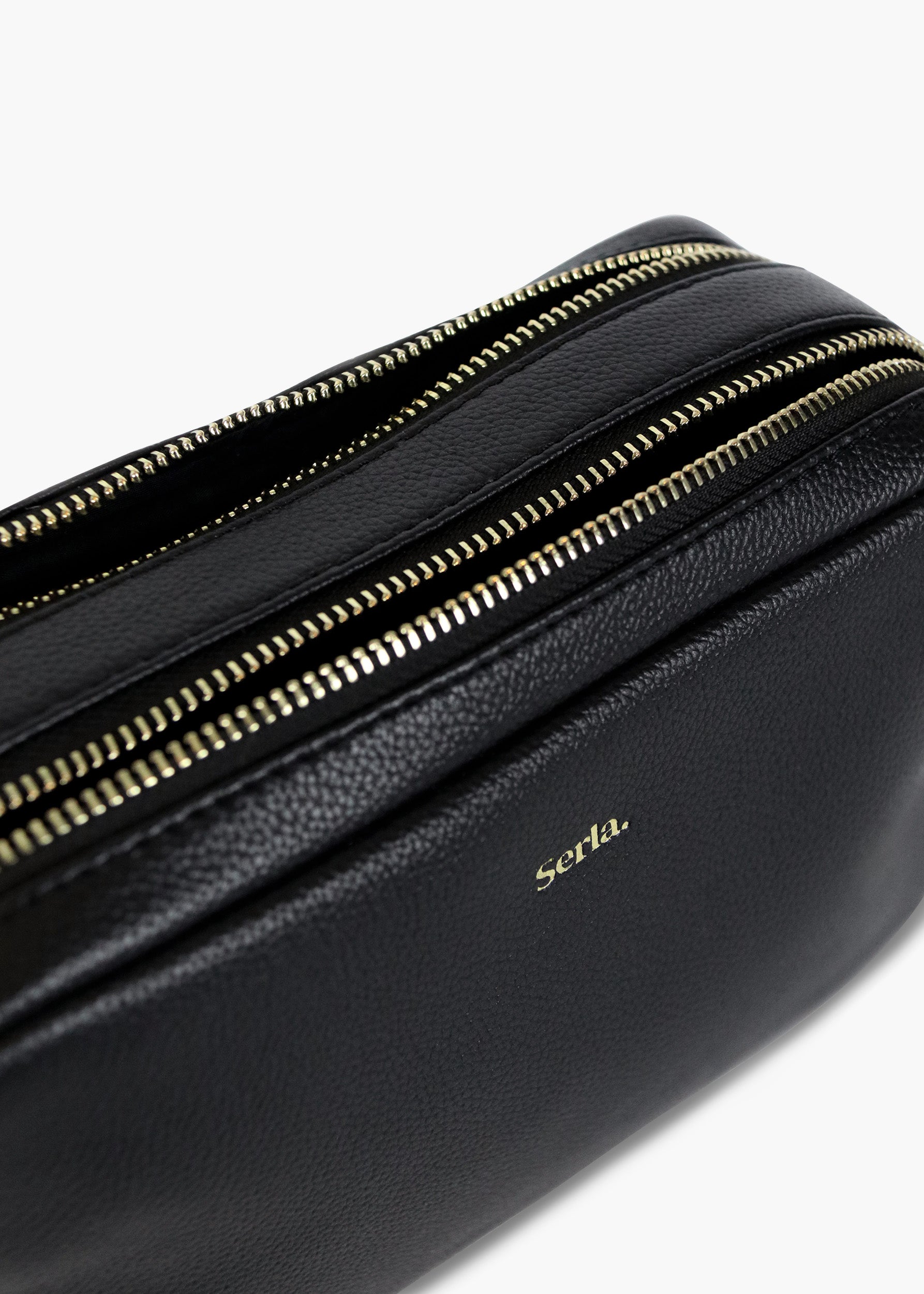 Allegra Black Leather Crossbody Bag