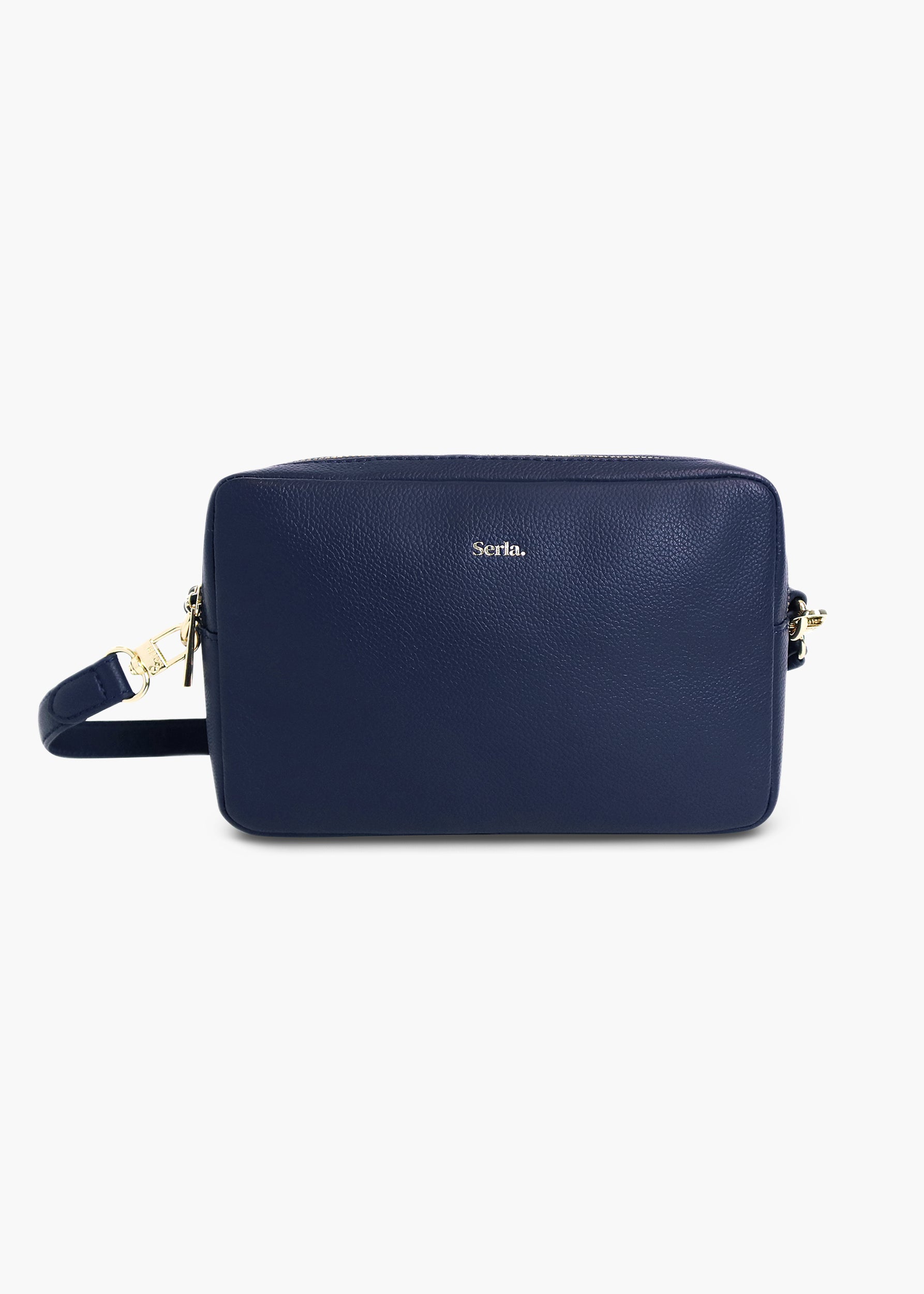 Allegra Navy Leather Crossbody Bag