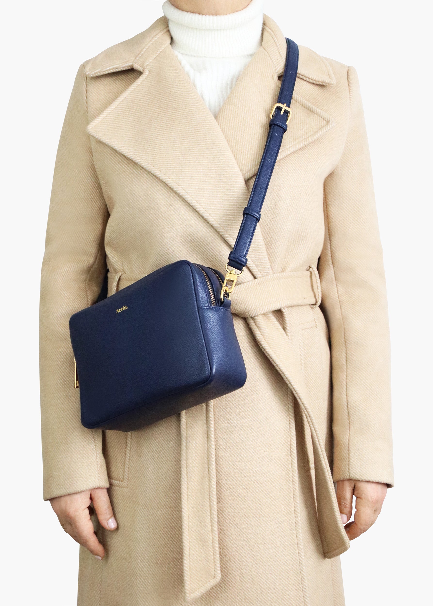 Allegra Navy Leather Crossbody Bag