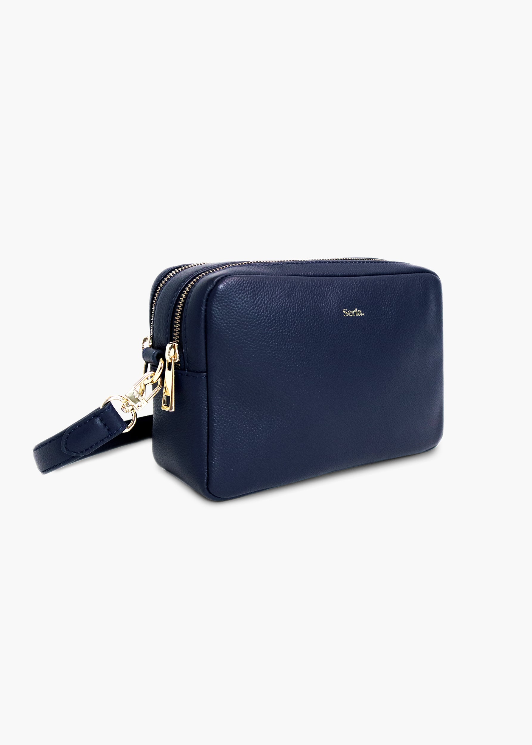 Allegra Navy Leather Crossbody Bag