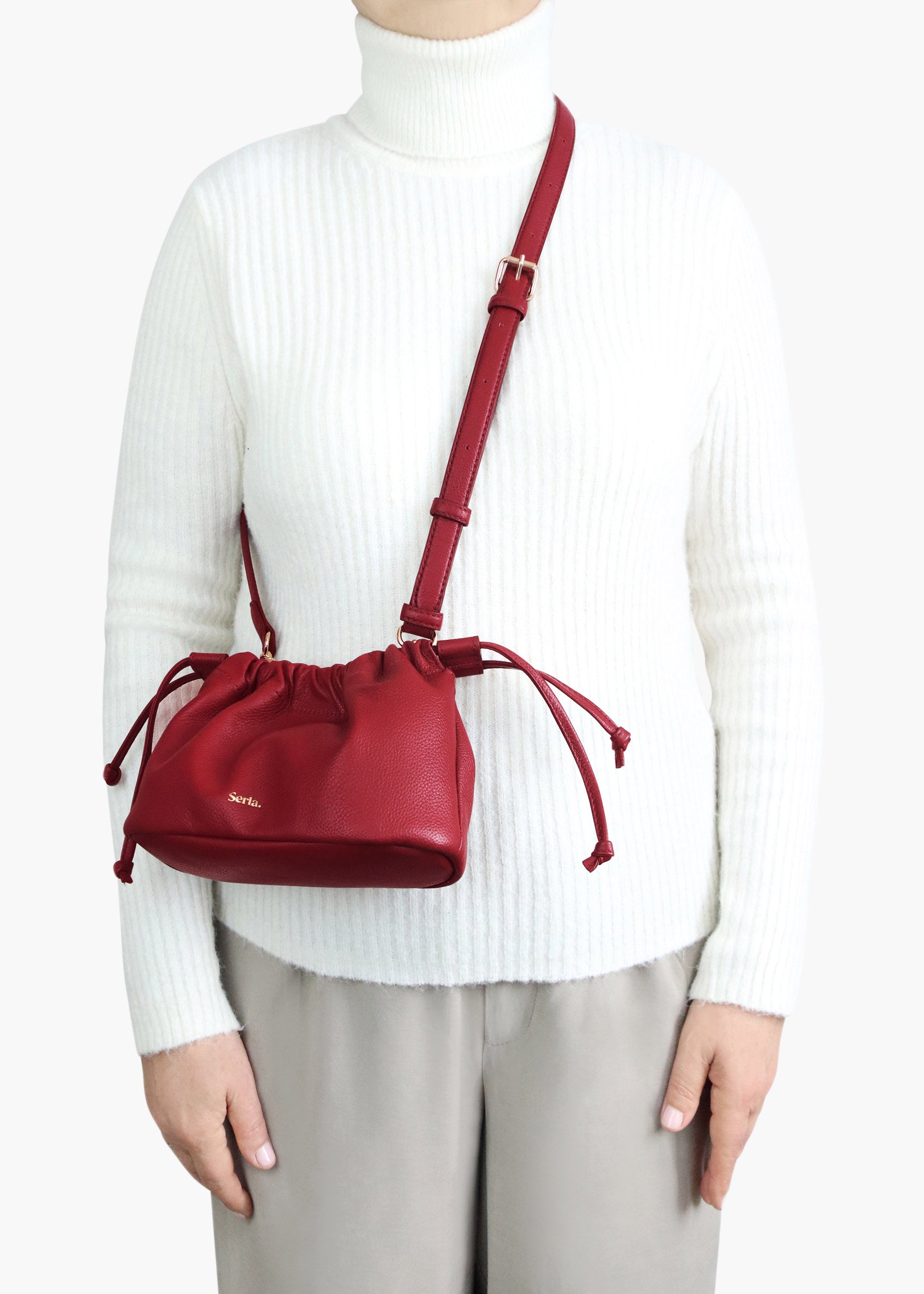 Celia Bordeaux Leather Crossbody Bag