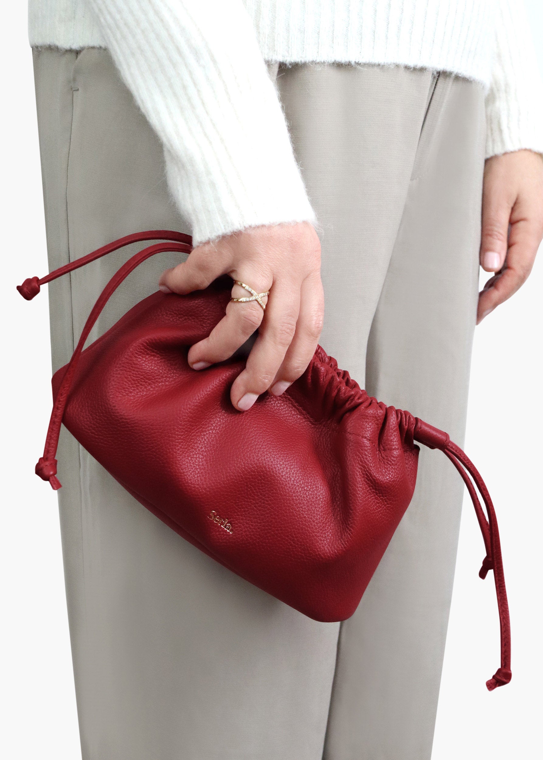 Celia Bordeaux Leather Crossbody Bag