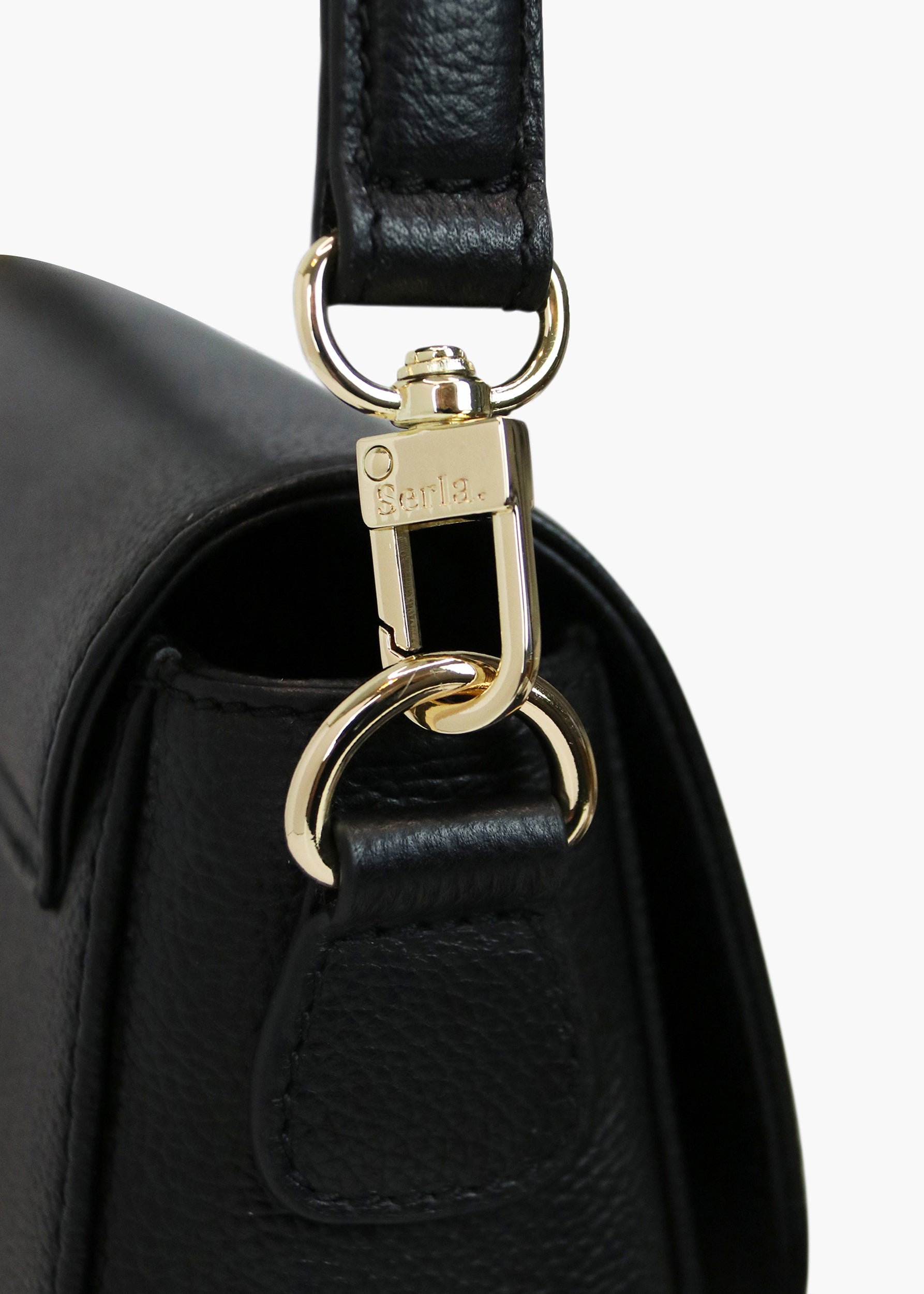Elise Black Leather Crossbody Bag