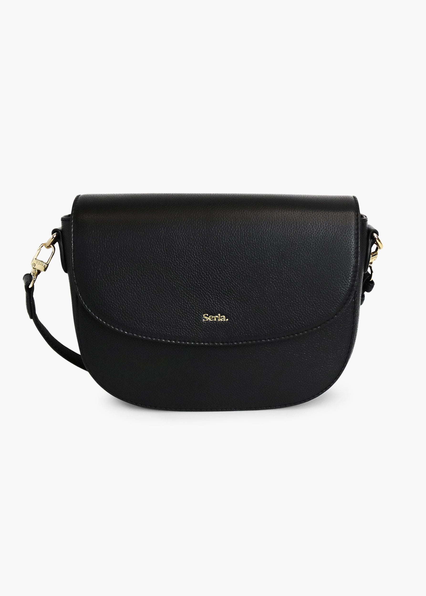 Elise Black Leather Crossbody Bag