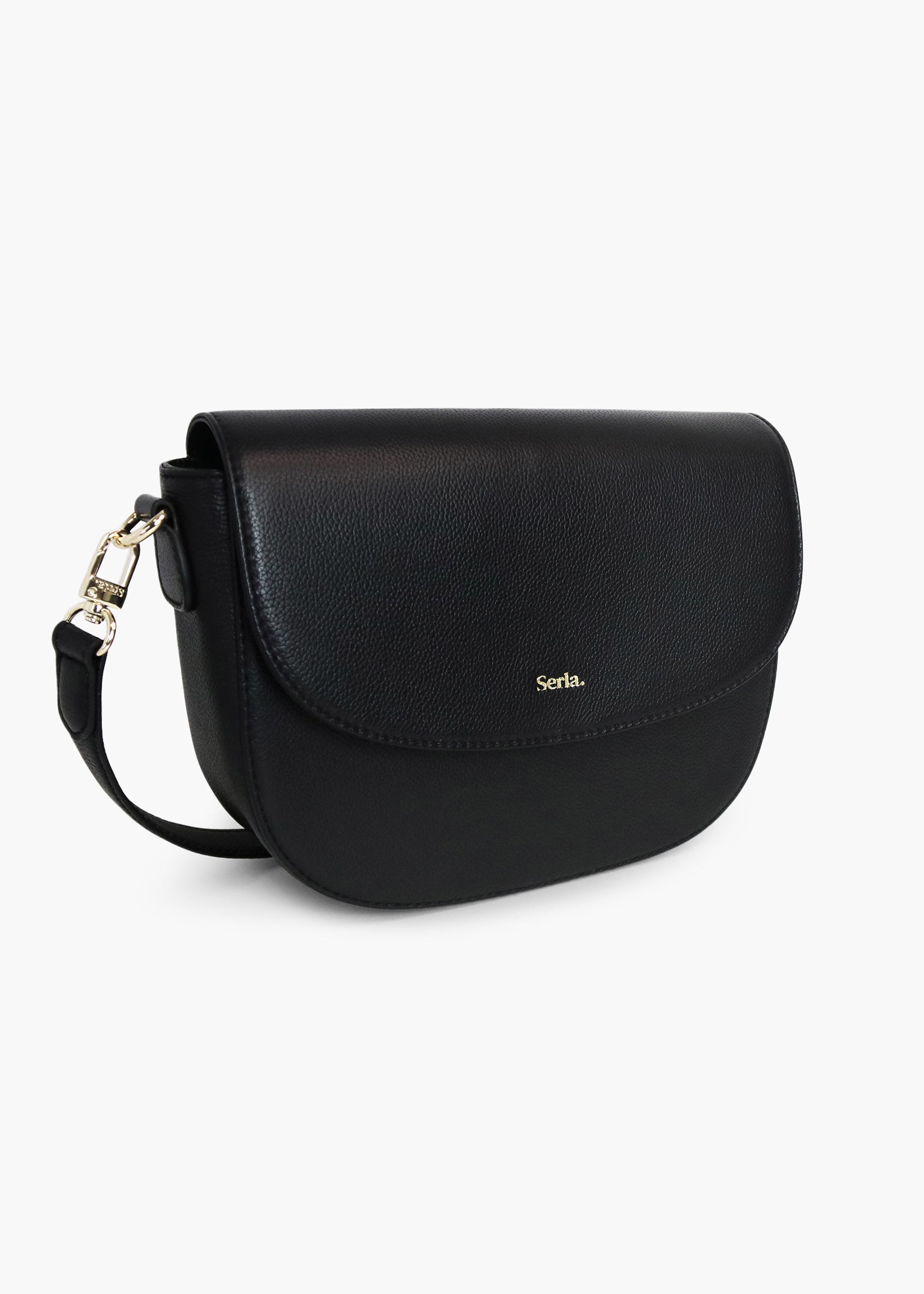 Elise Black Leather Crossbody Bag