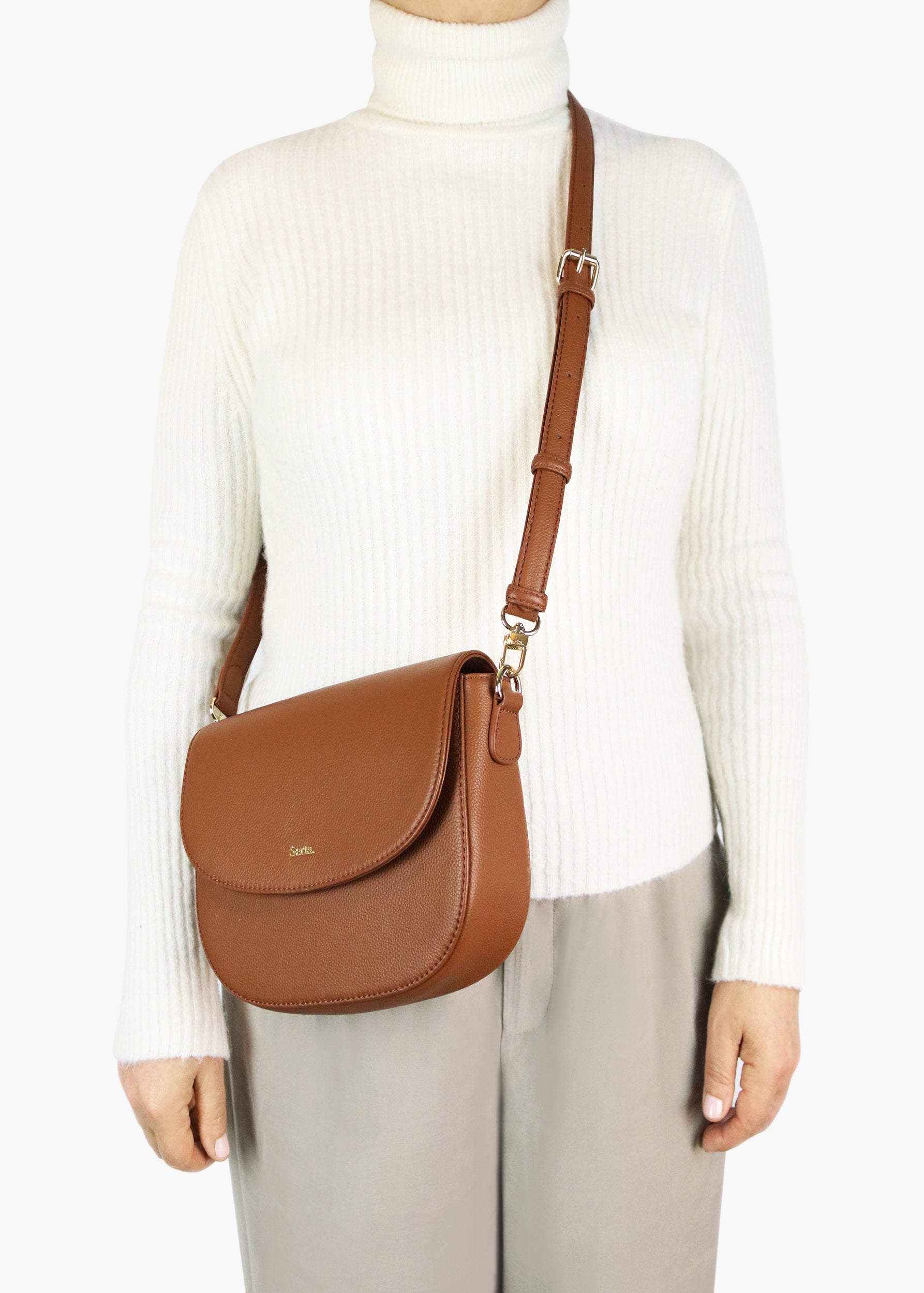 Elise Tan Leather Crossbody Bag