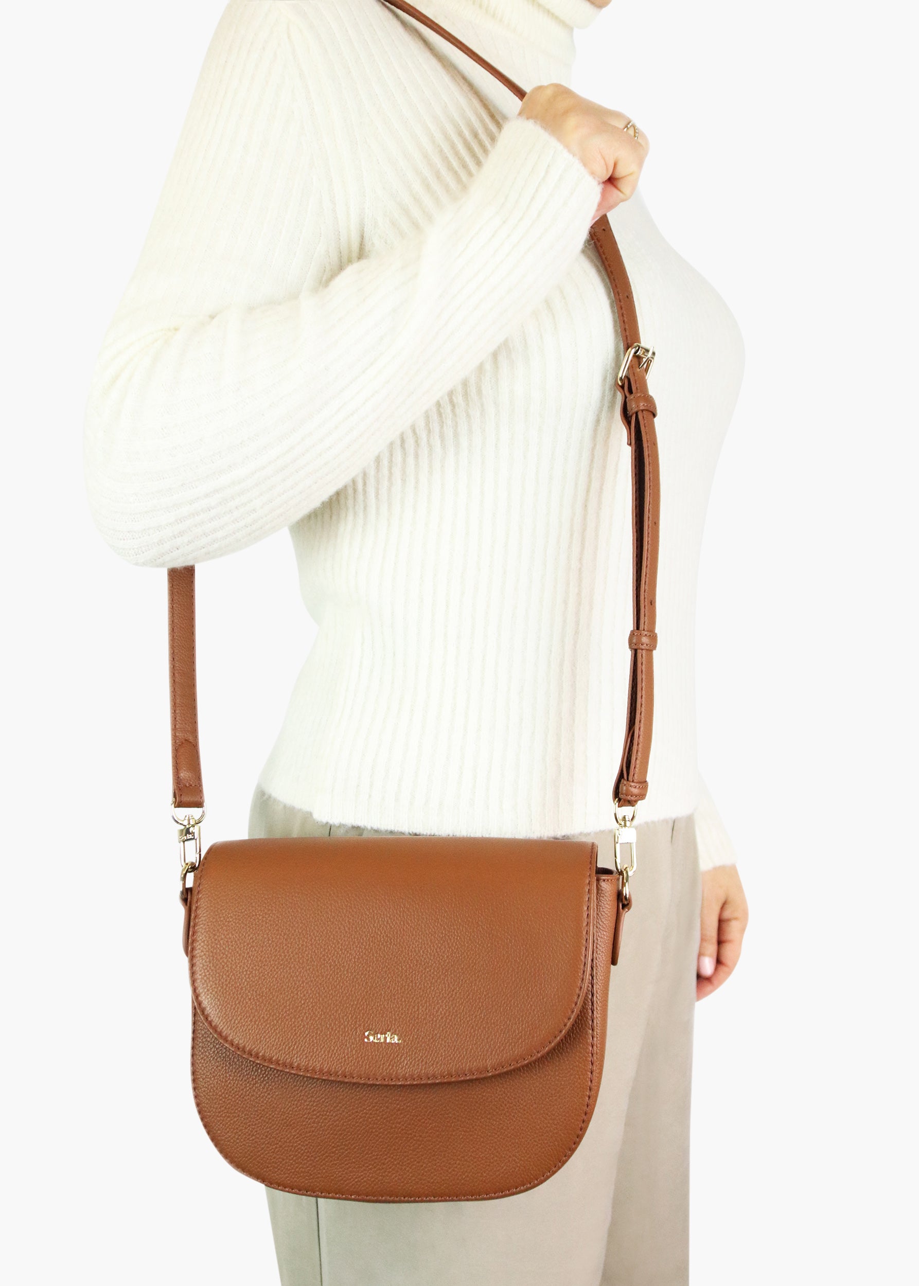 Elise Tan Leather Crossbody Bag