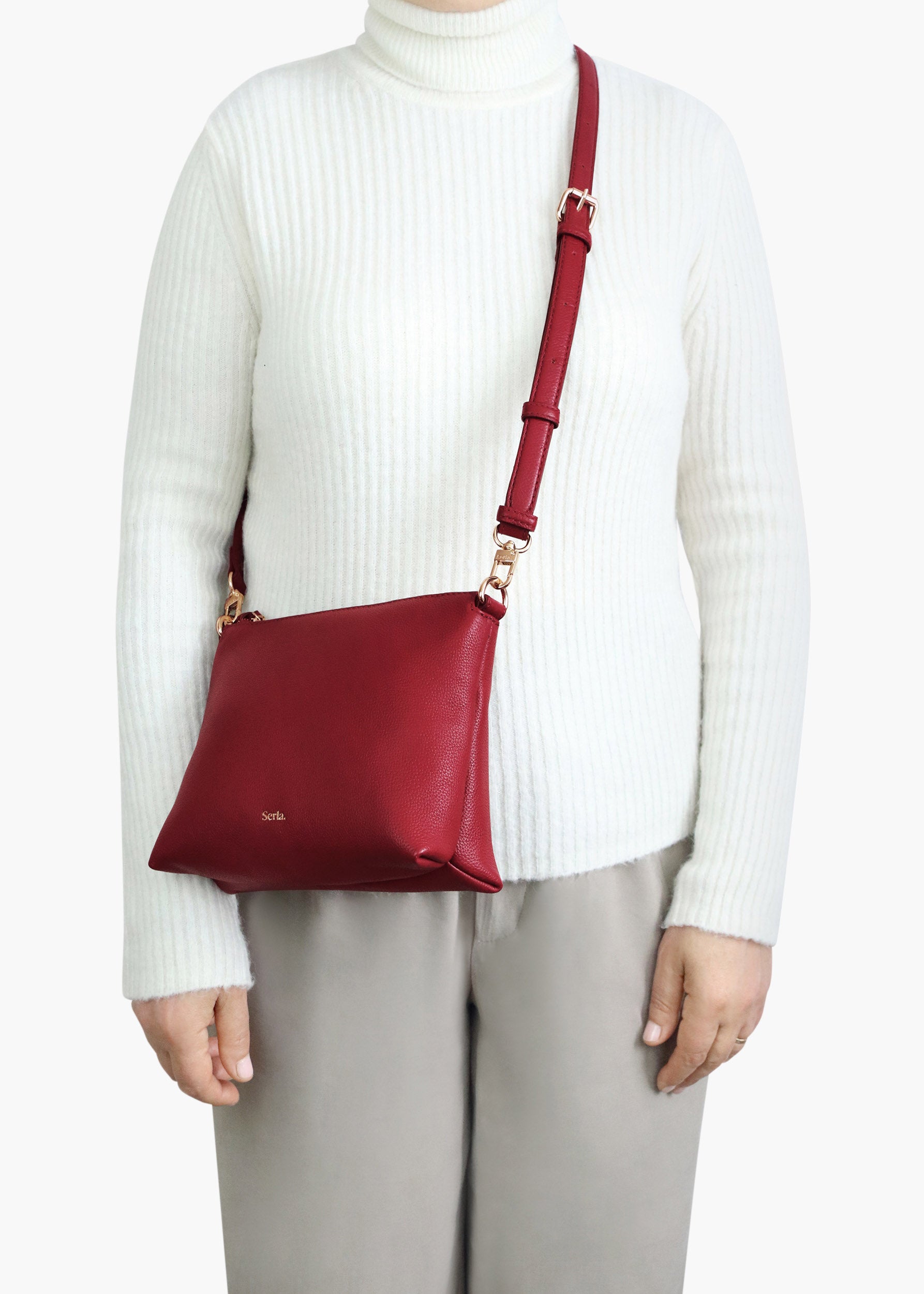 Ivy Bordeaux Leather Crossbody Bag