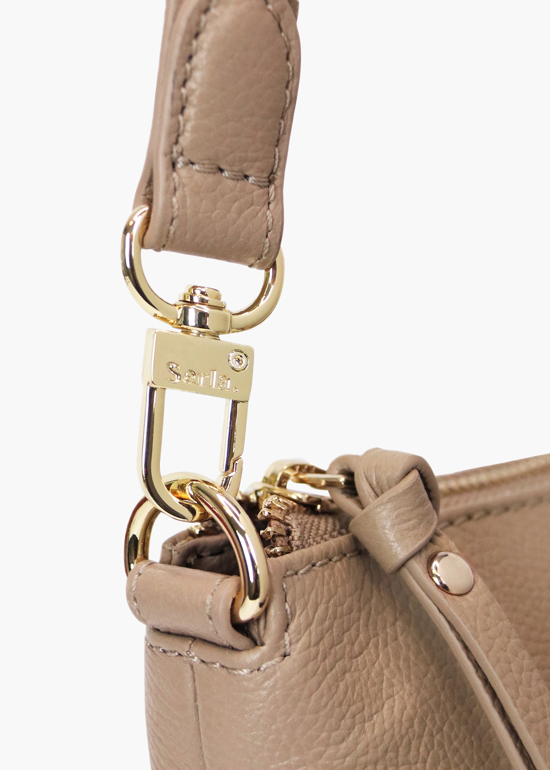 Ivy Taupe Leather Crossbody Bag