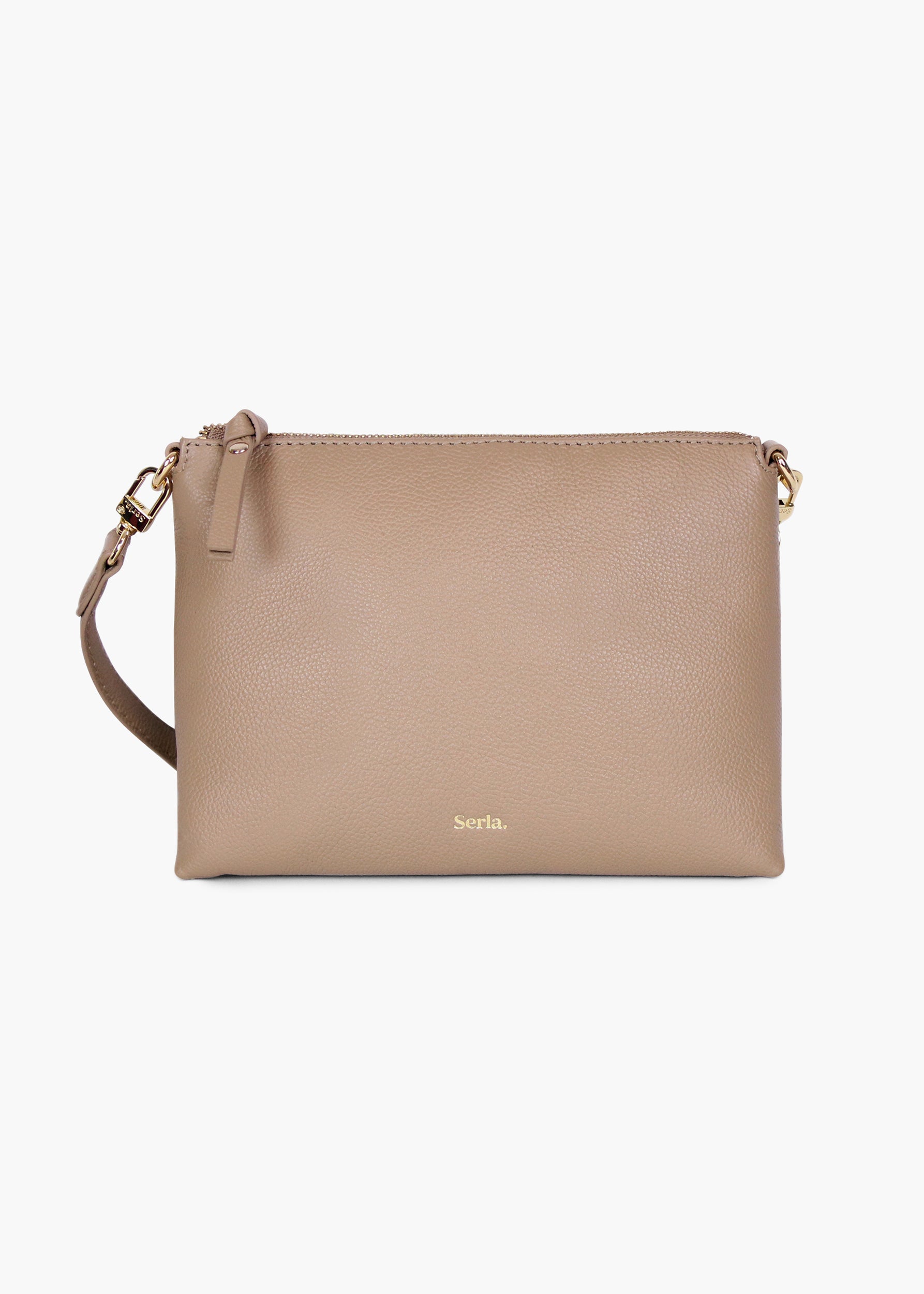 Ivy Taupe Leather Crossbody Bag
