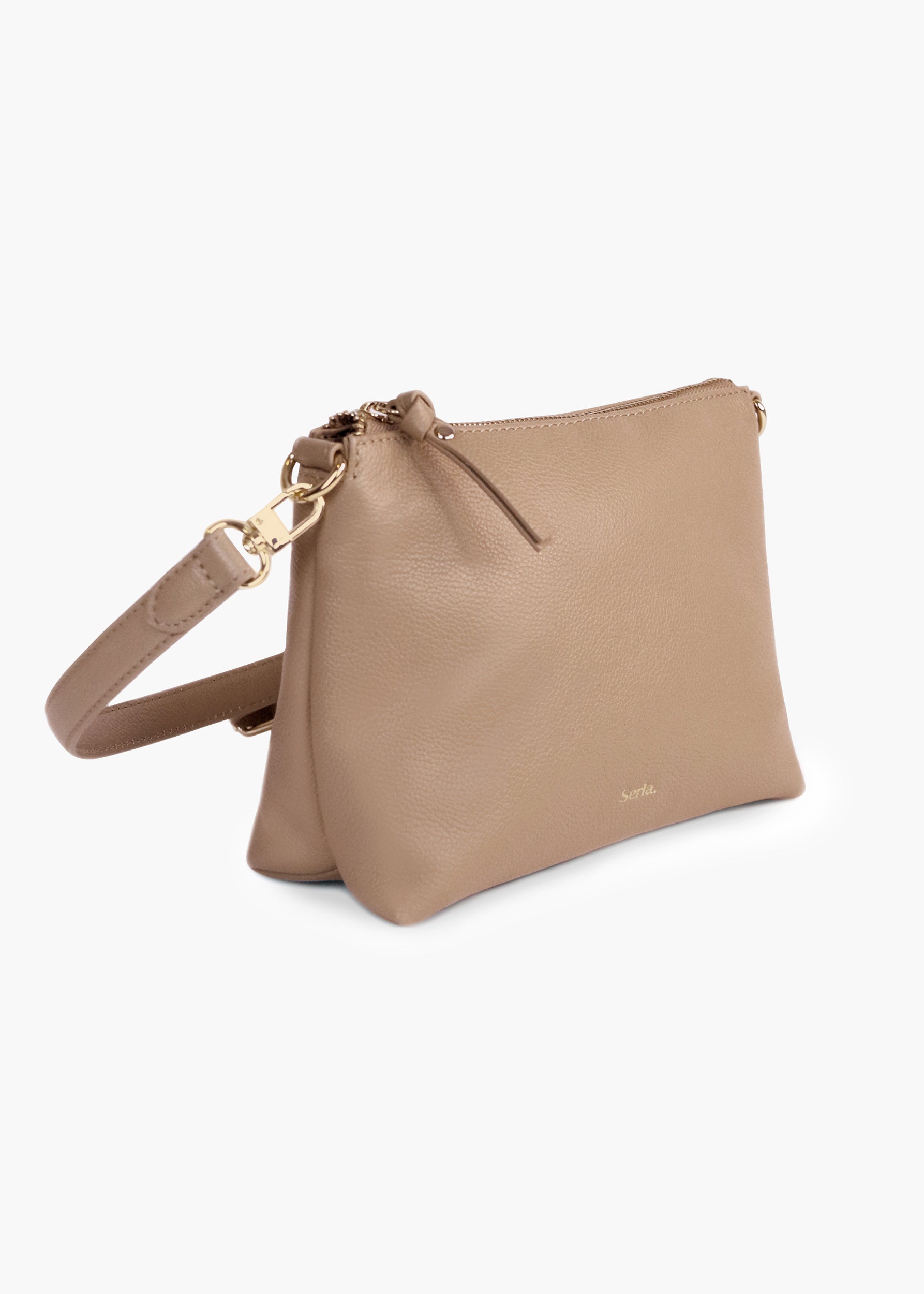 Ivy Taupe Leather Crossbody Bag