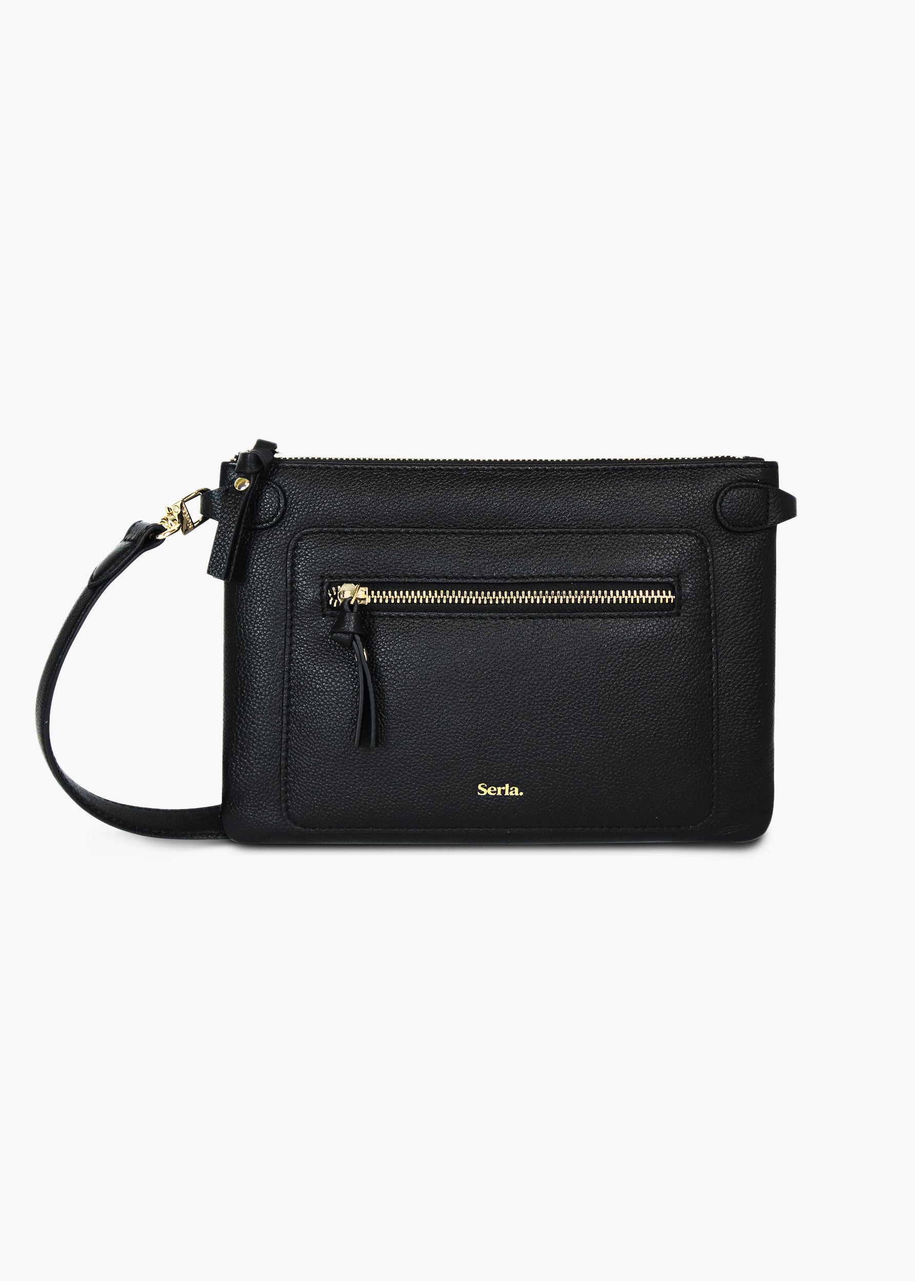 Poppy Black Leather Crossbody Bag