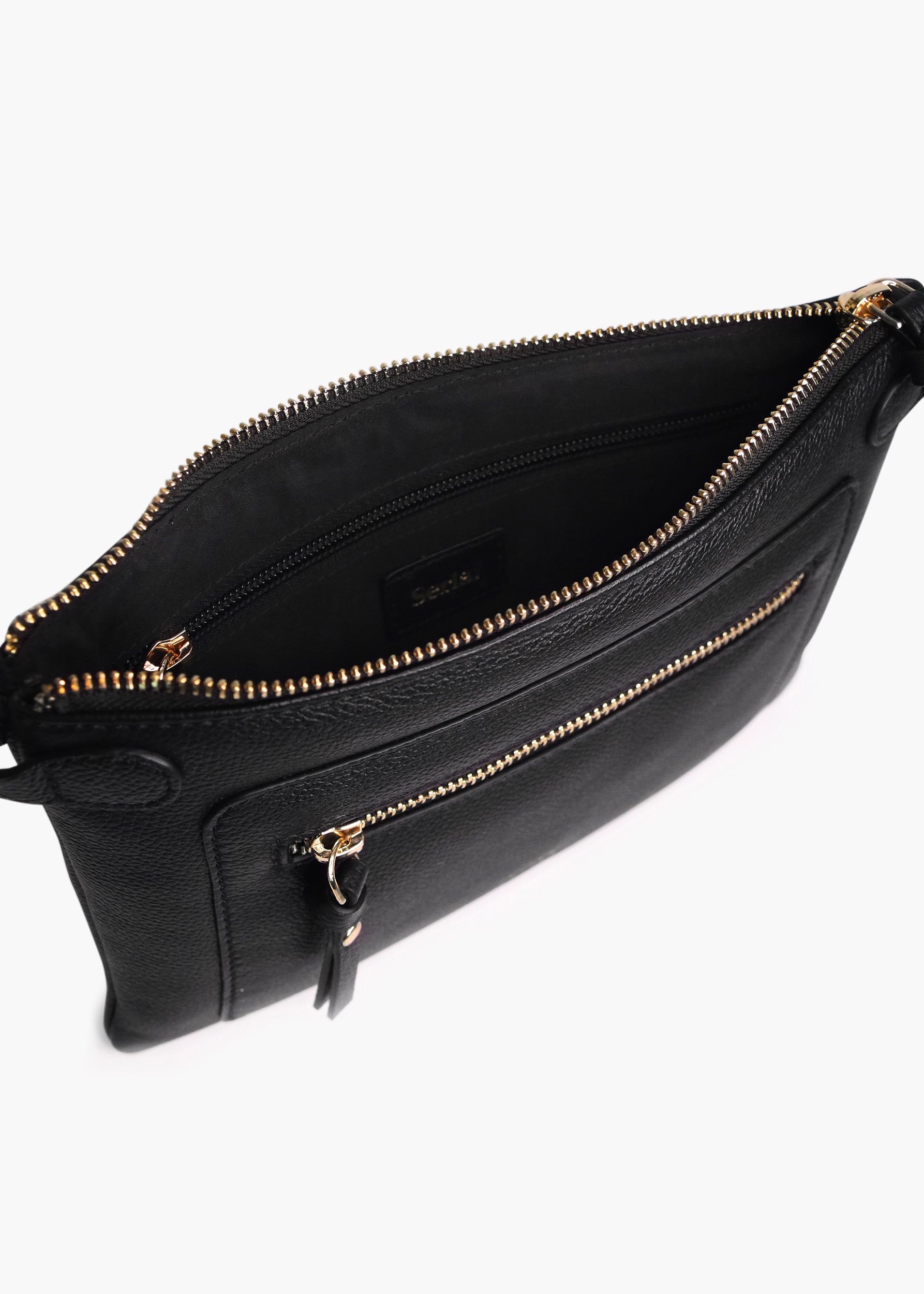 Poppy Black Leather Crossbody Bag