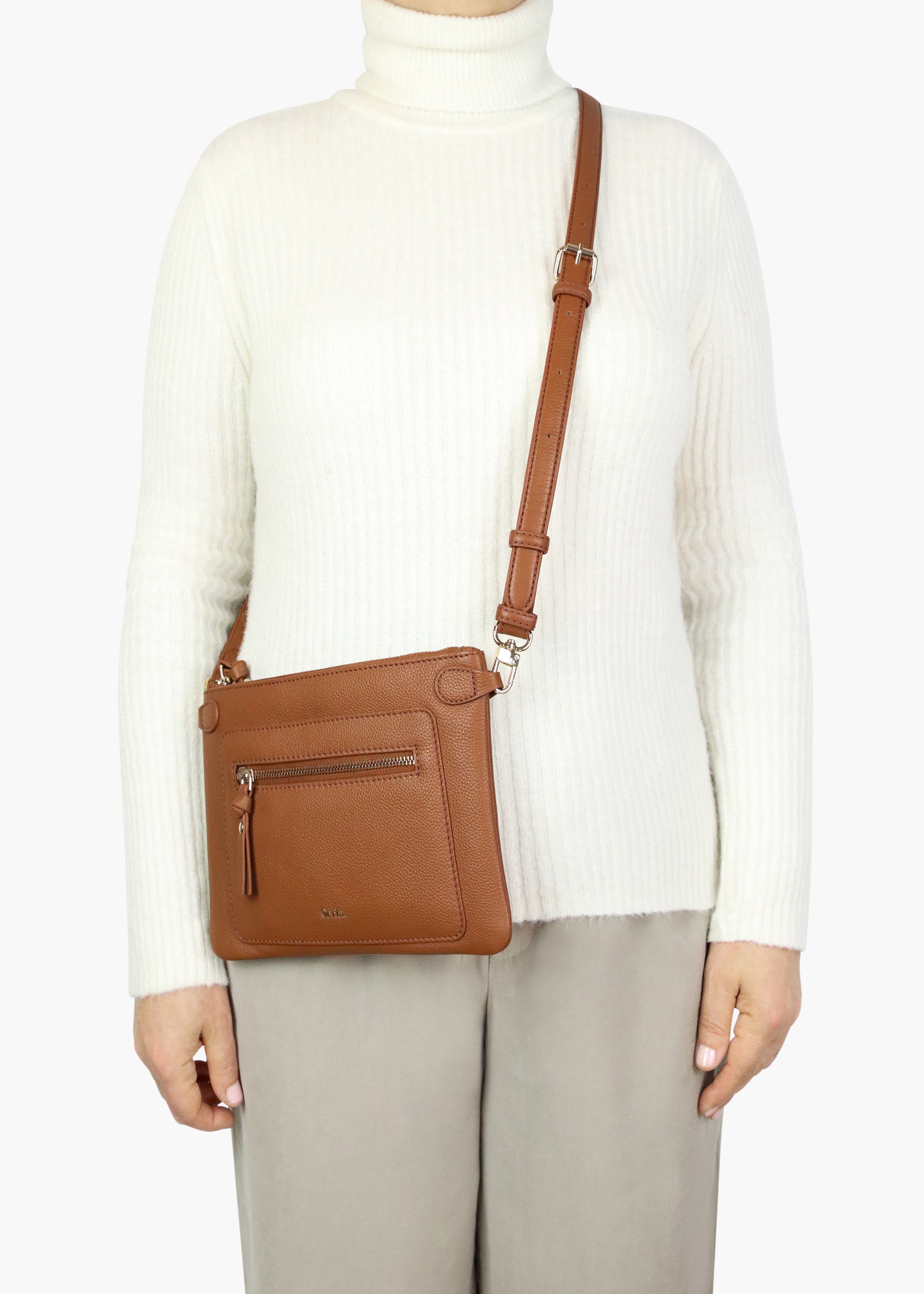 Poppy Tan Leather Crossbody Bag