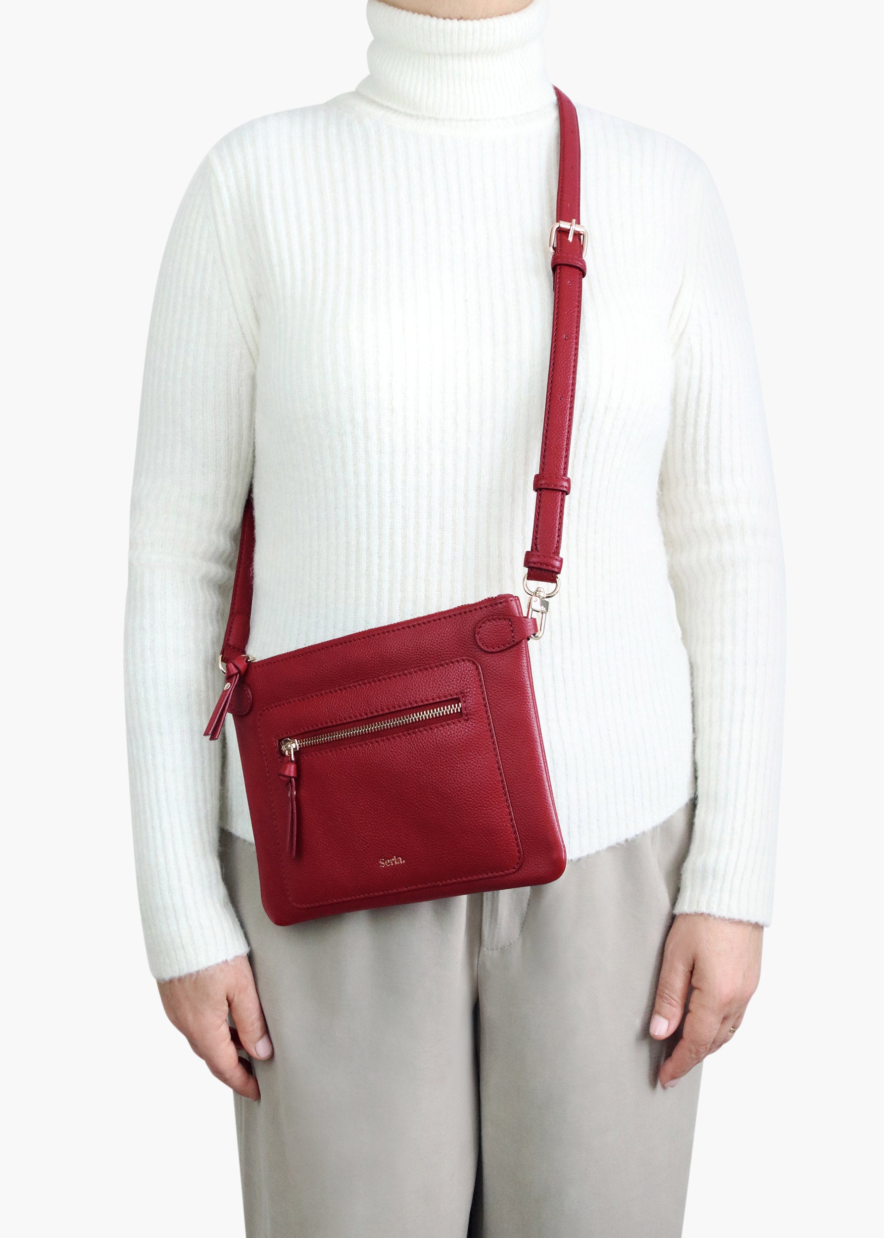 Poppy Bordeaux Leather Crossbody Bag