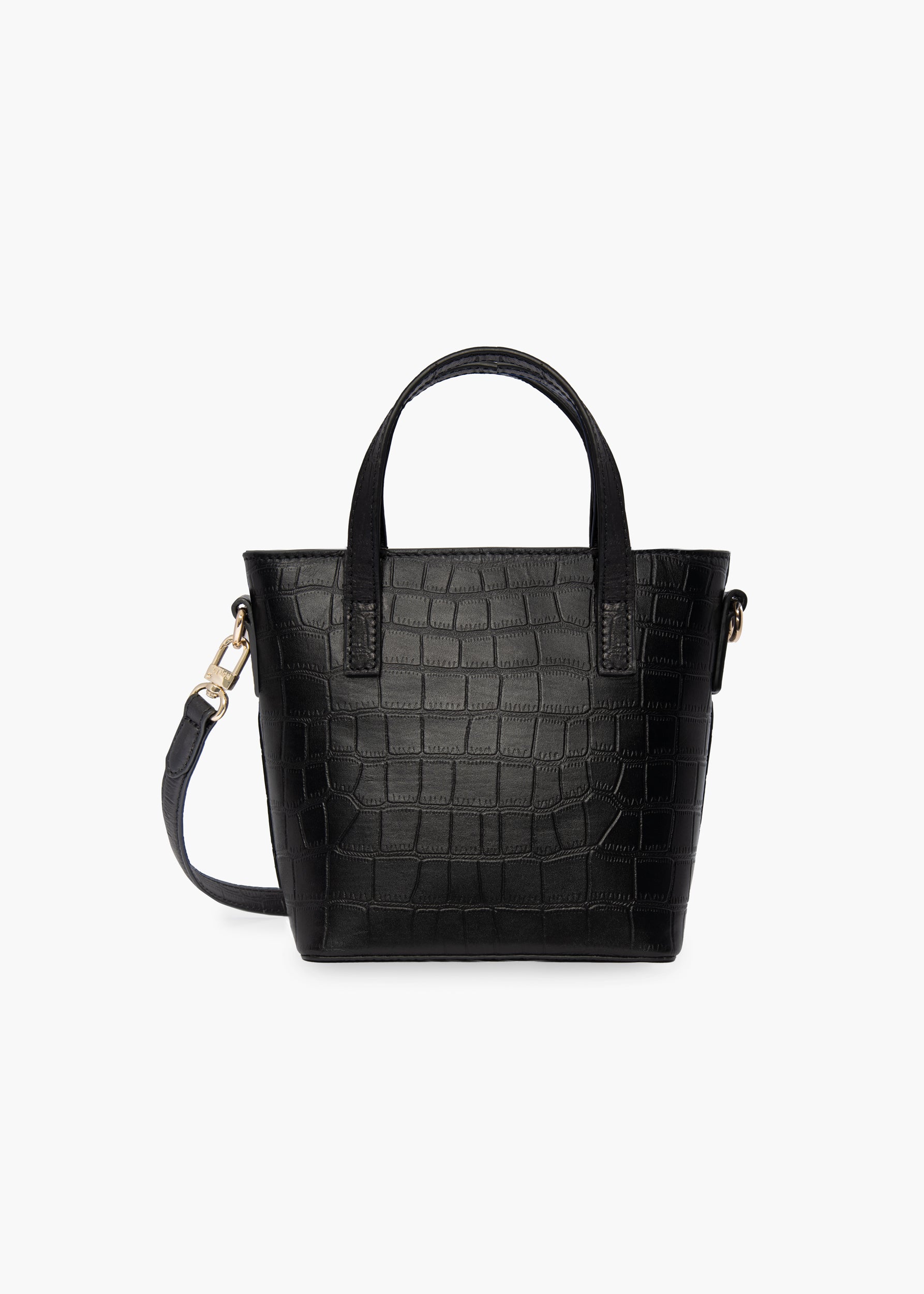 Cora Black Croc Top Handle Crossbody Bag