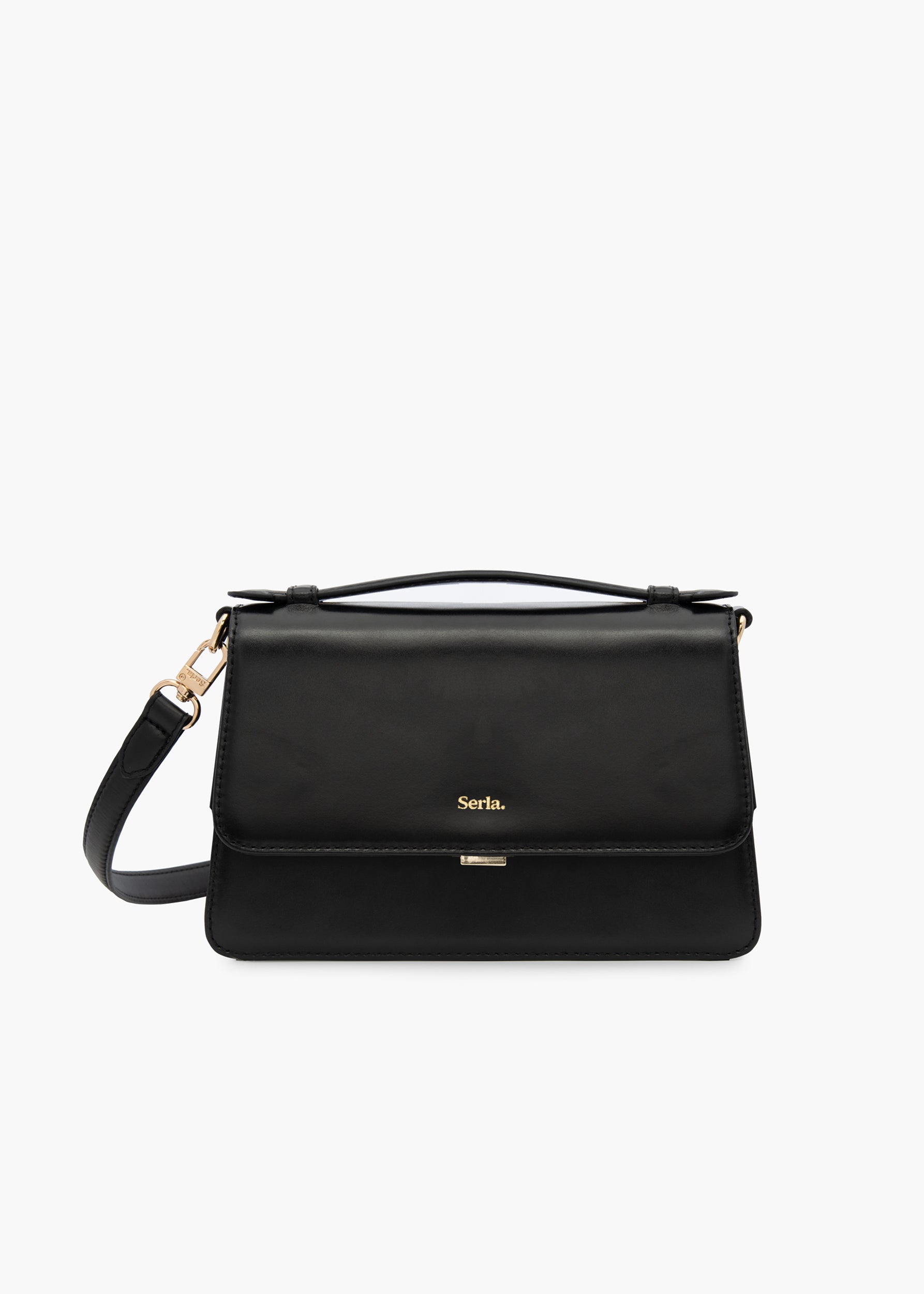 Isla Black Leather Top Handle Crossbody Bag