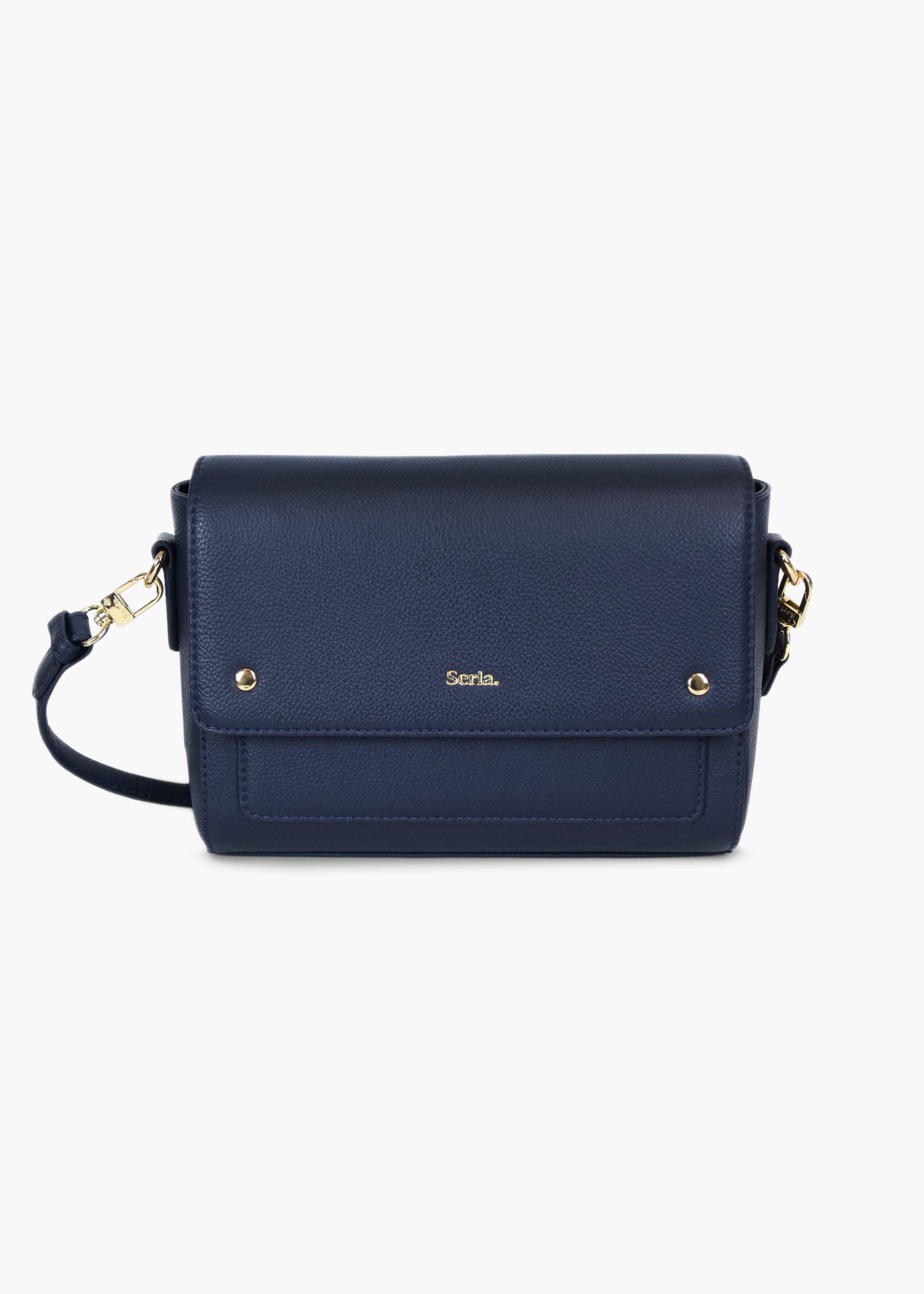 Victoria Navy Leather Crossbody Bag