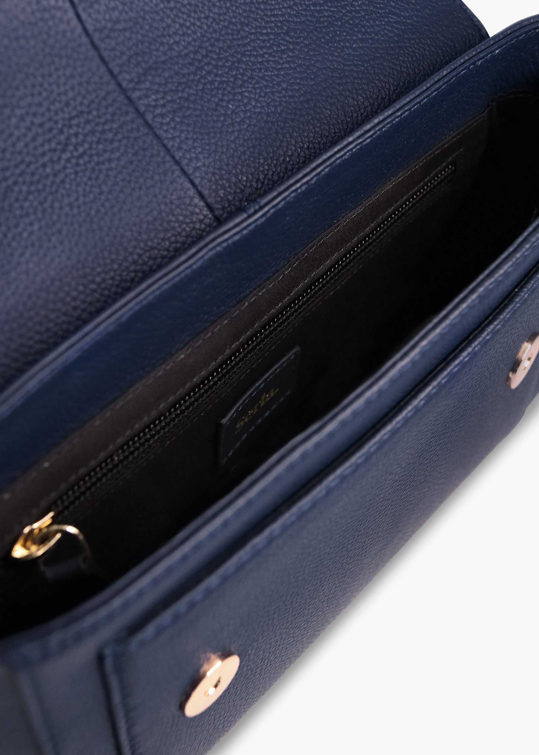 Victoria Navy Leather Crossbody Bag