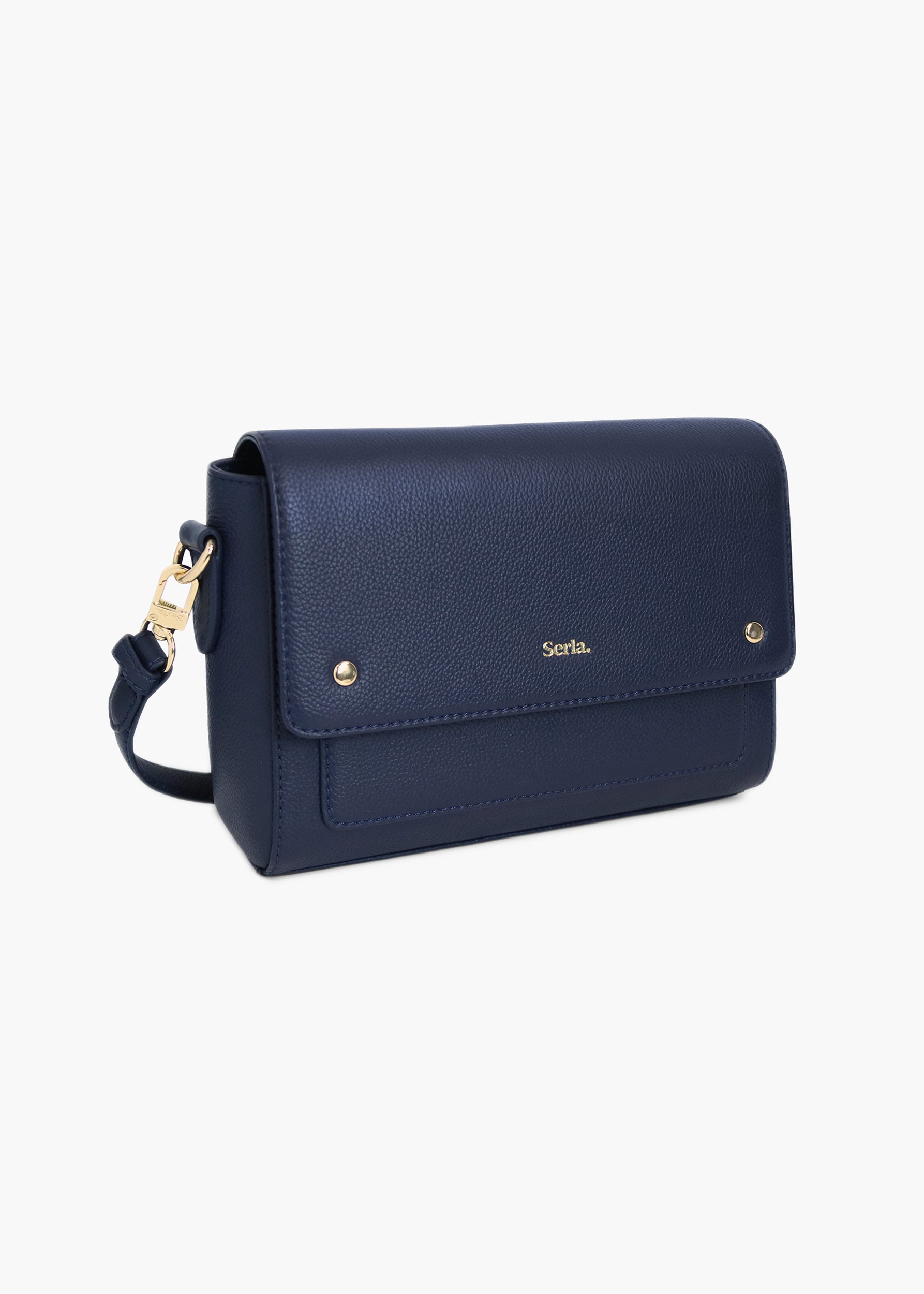 Victoria Navy Leather Crossbody Bag