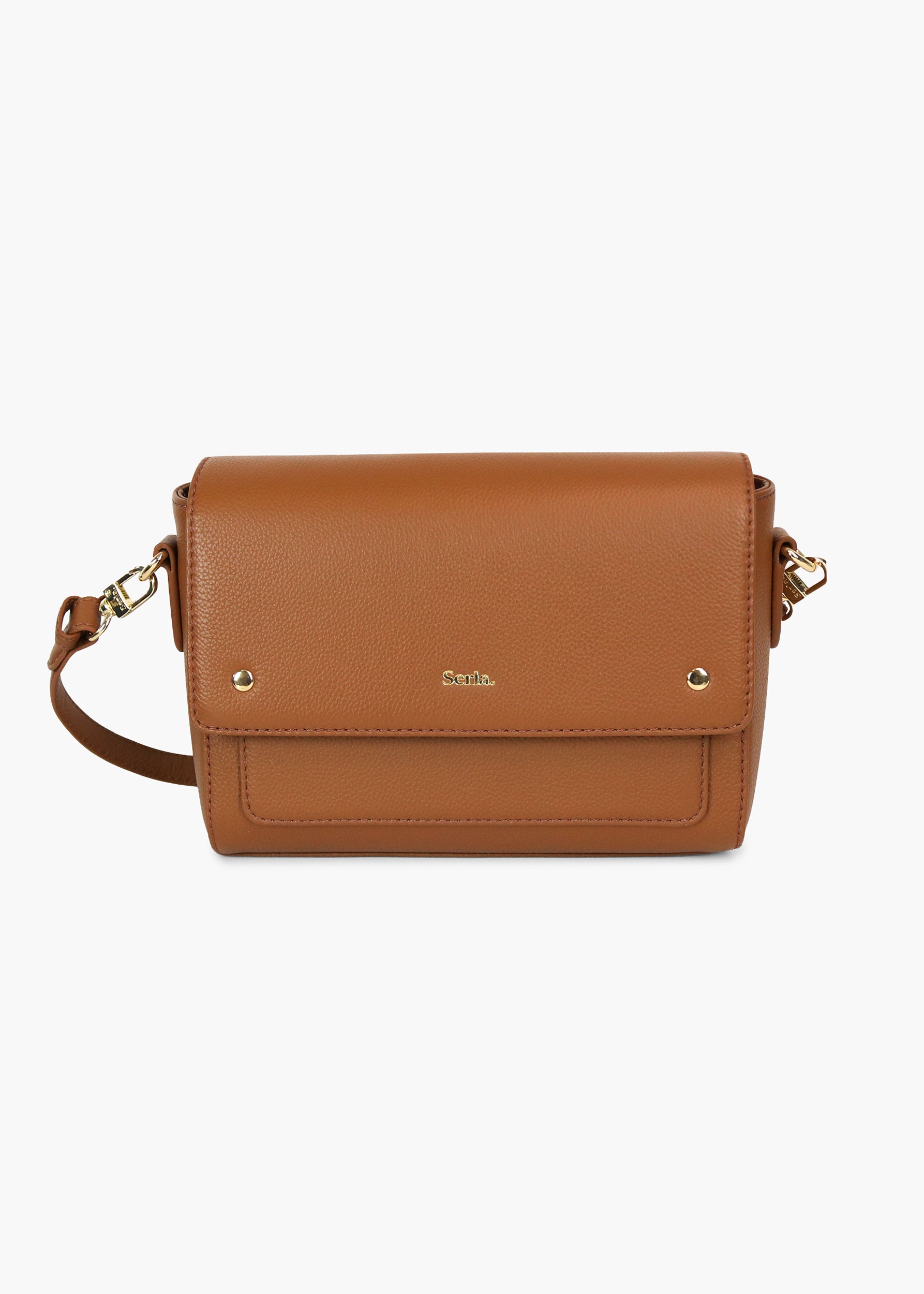 Victoria Tan Leather Crossbody Bag