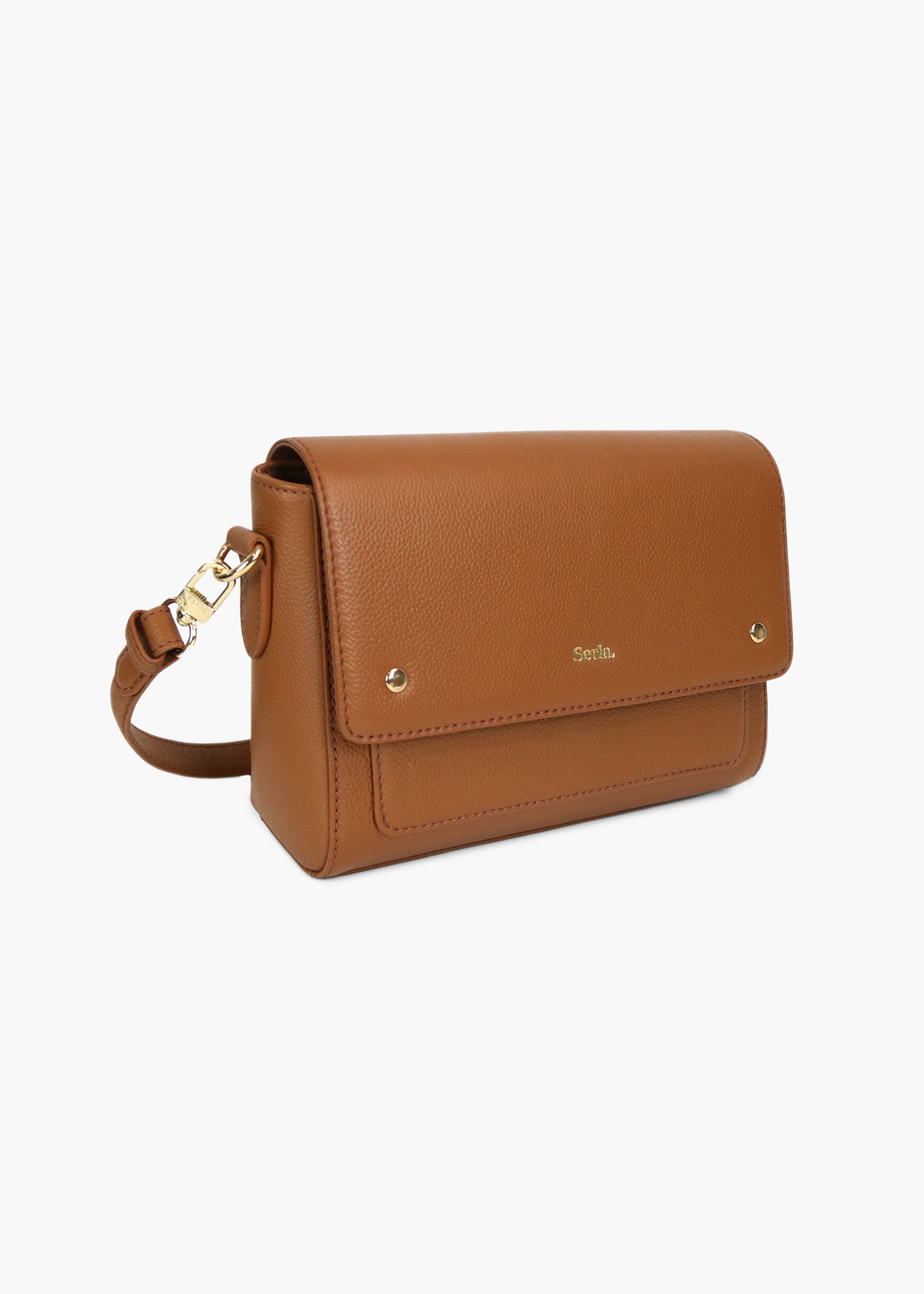 Victoria Tan Leather Crossbody Bag