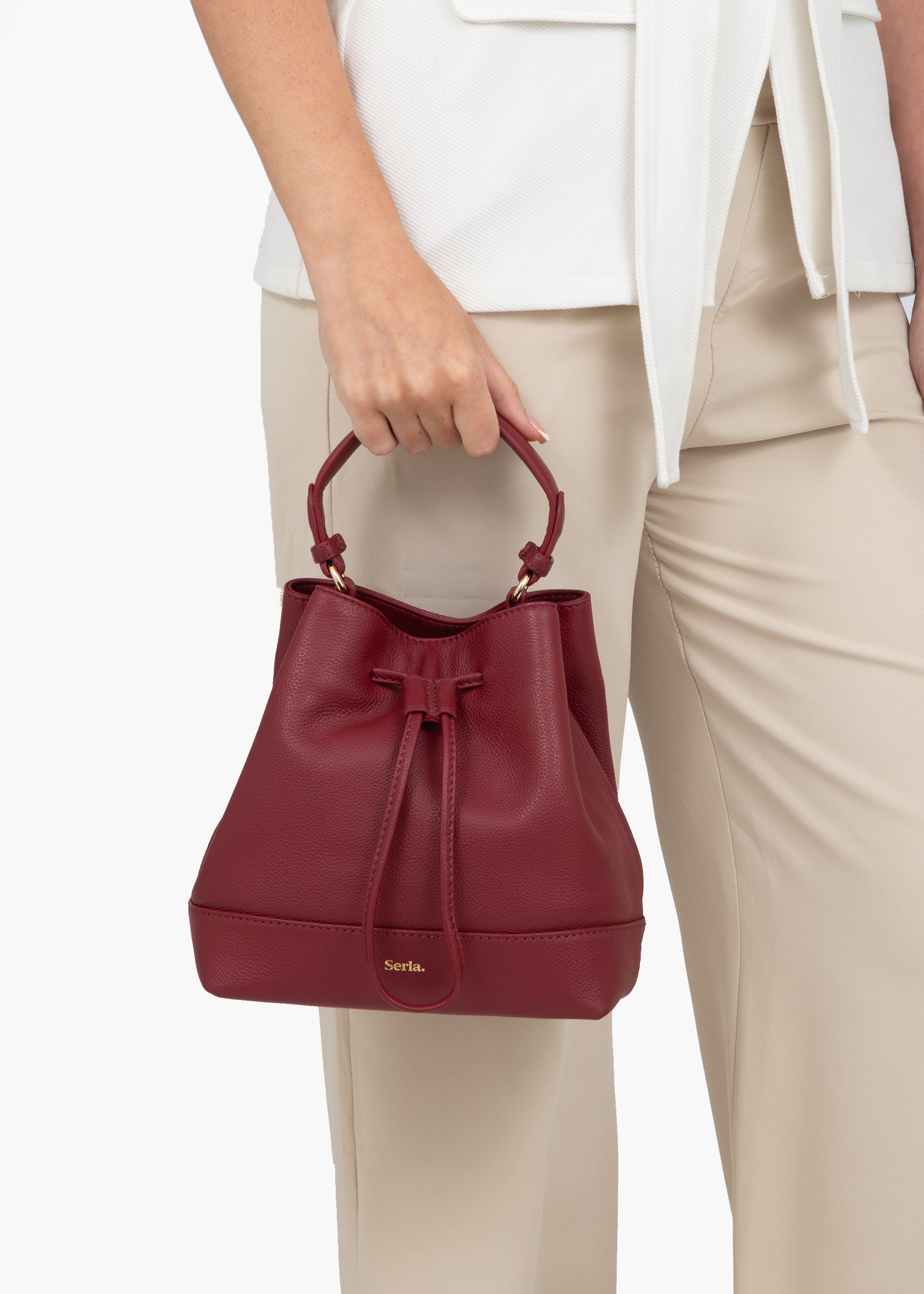Margot Bordeaux Leather Bucket Bag