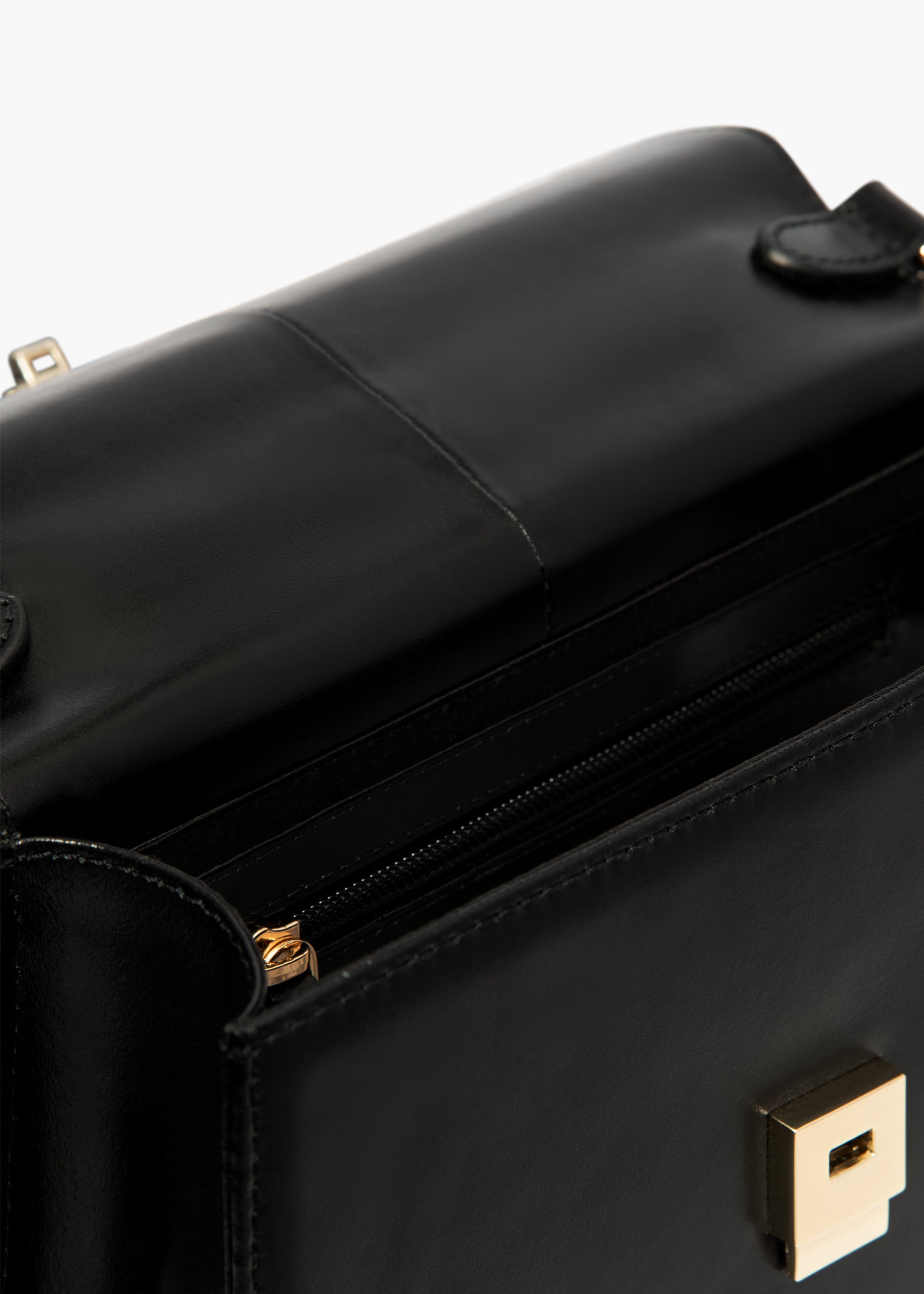 Isla Black Leather Top Handle Crossbody Bag