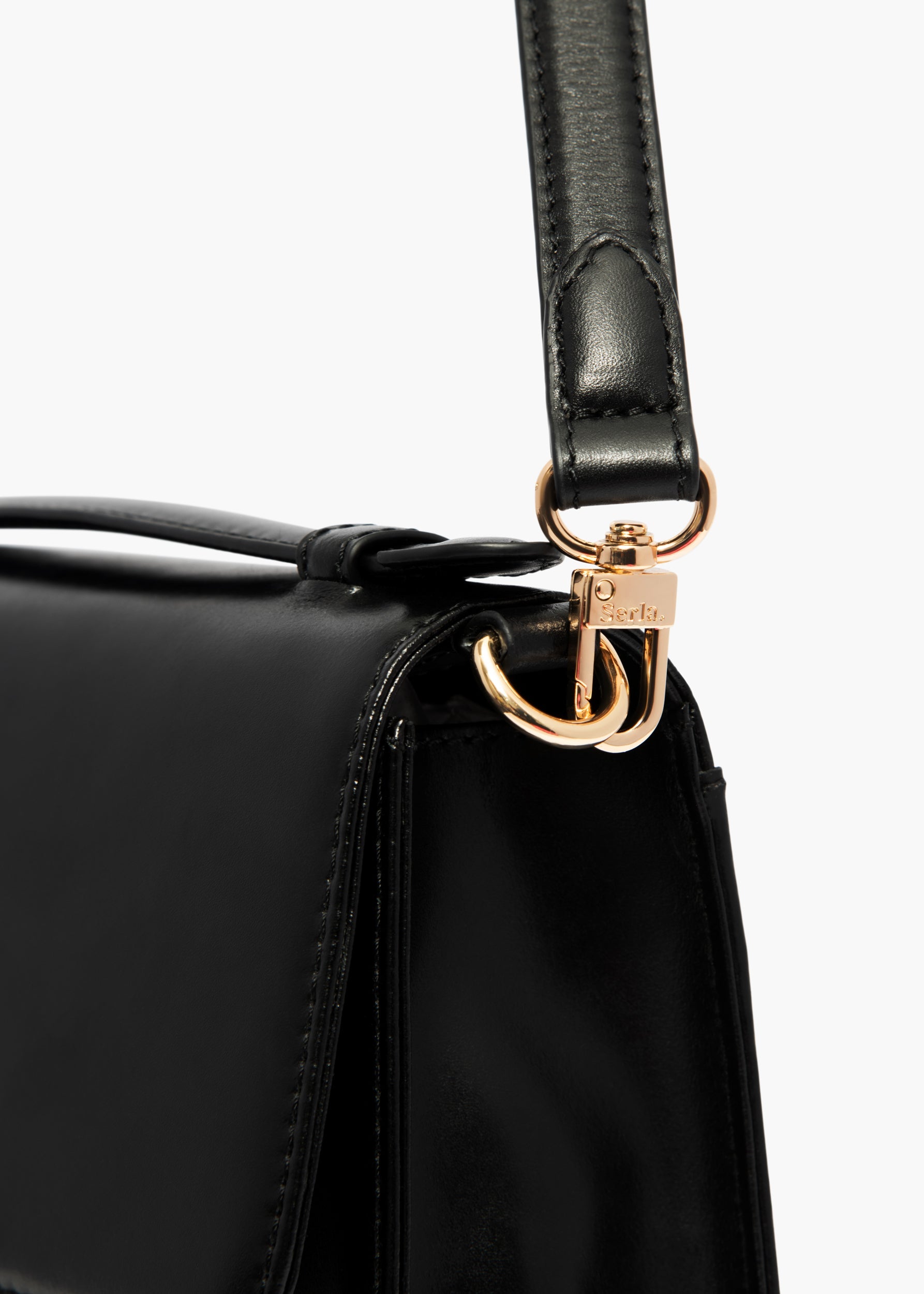 Isla Black Leather Top Handle Crossbody Bag
