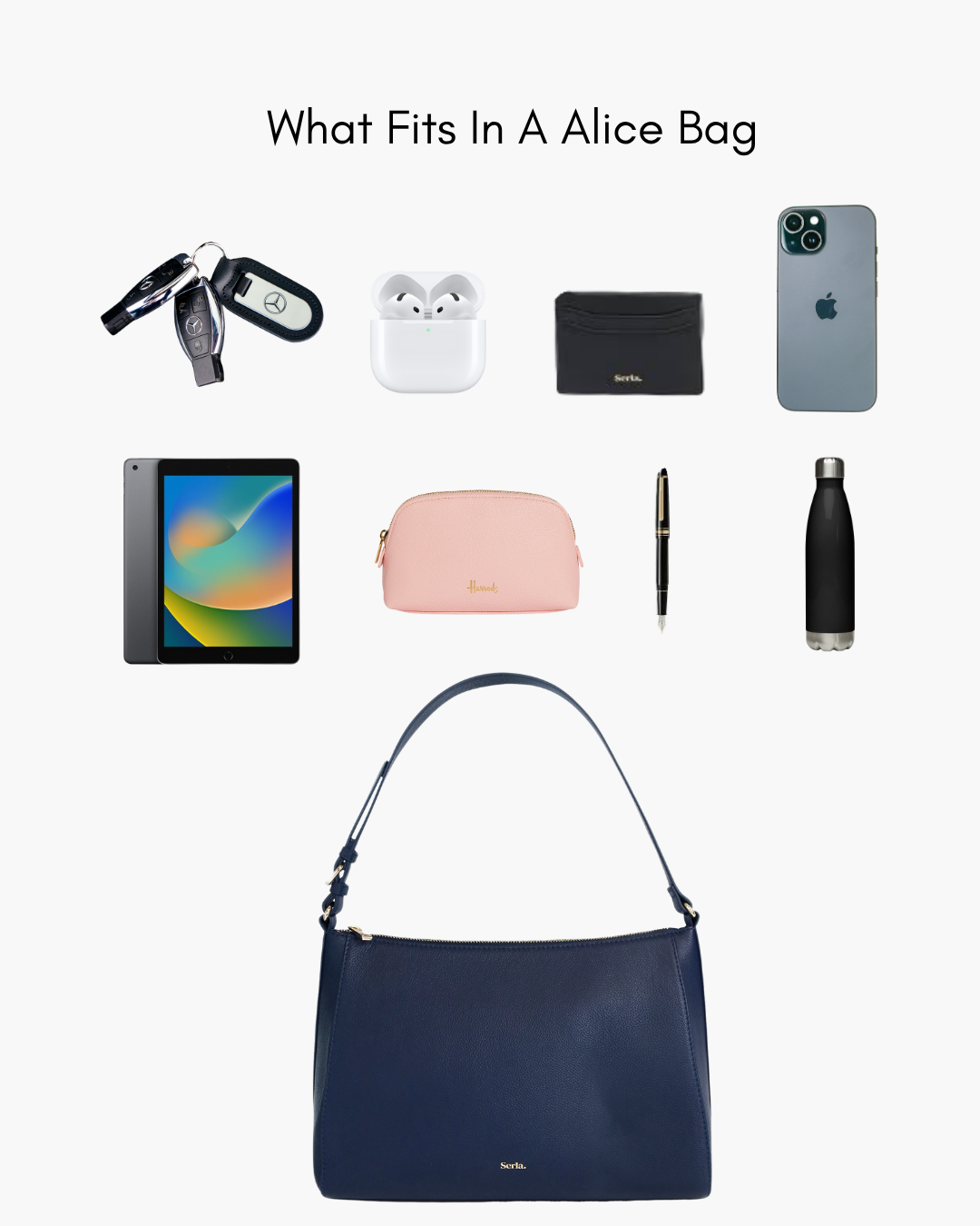 Alice Navy Leather Shoulder Bag