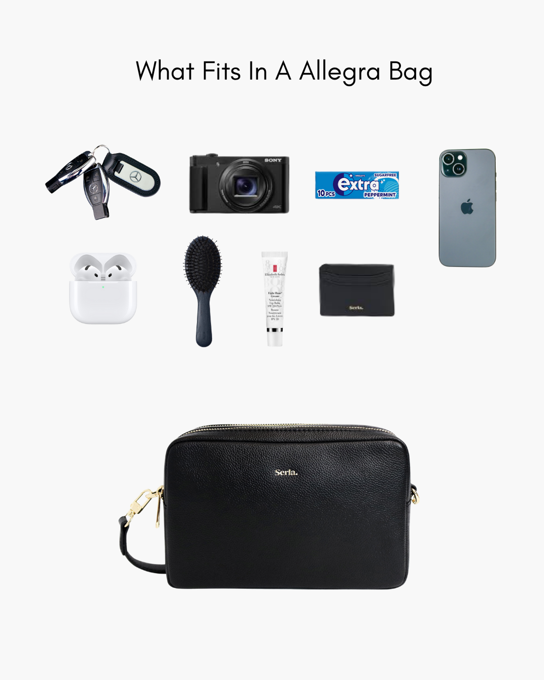 Allegra Black Leather Crossbody Bag