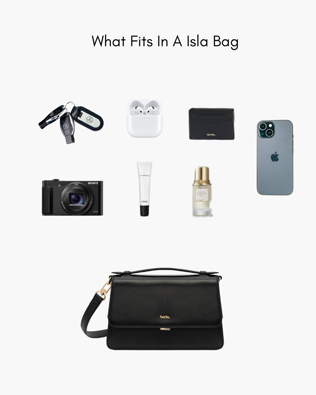 Isla Black Leather Top Handle Crossbody Bag