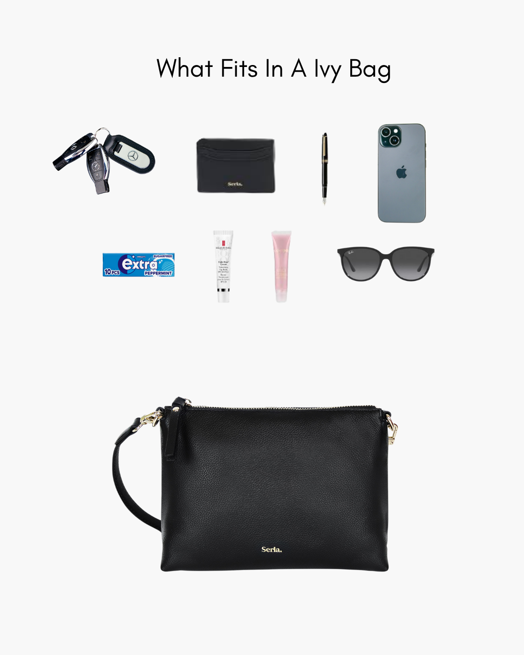 Ivy Black Leather Crossbody Bag