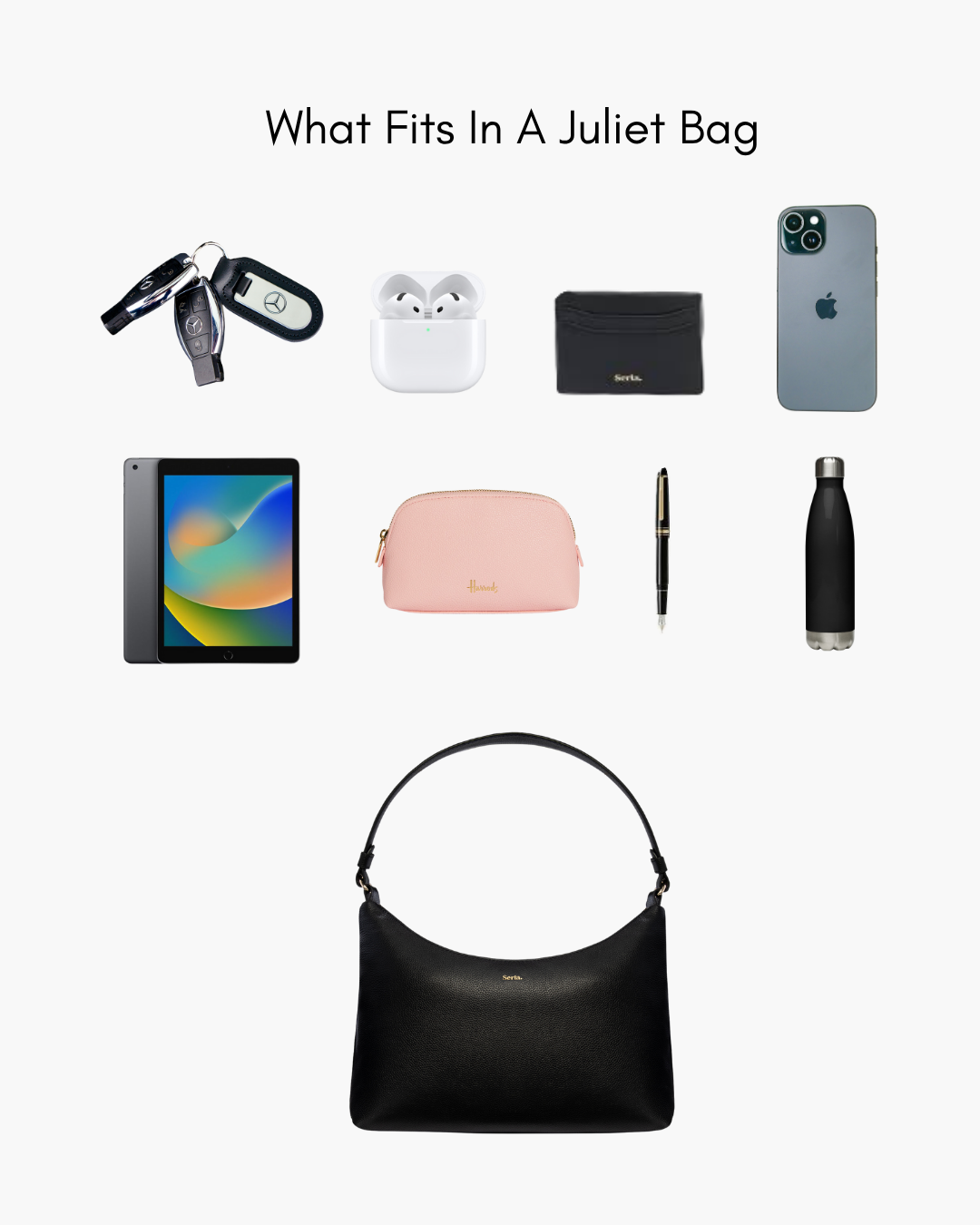 Juliet Black Leather Shoulder Bag