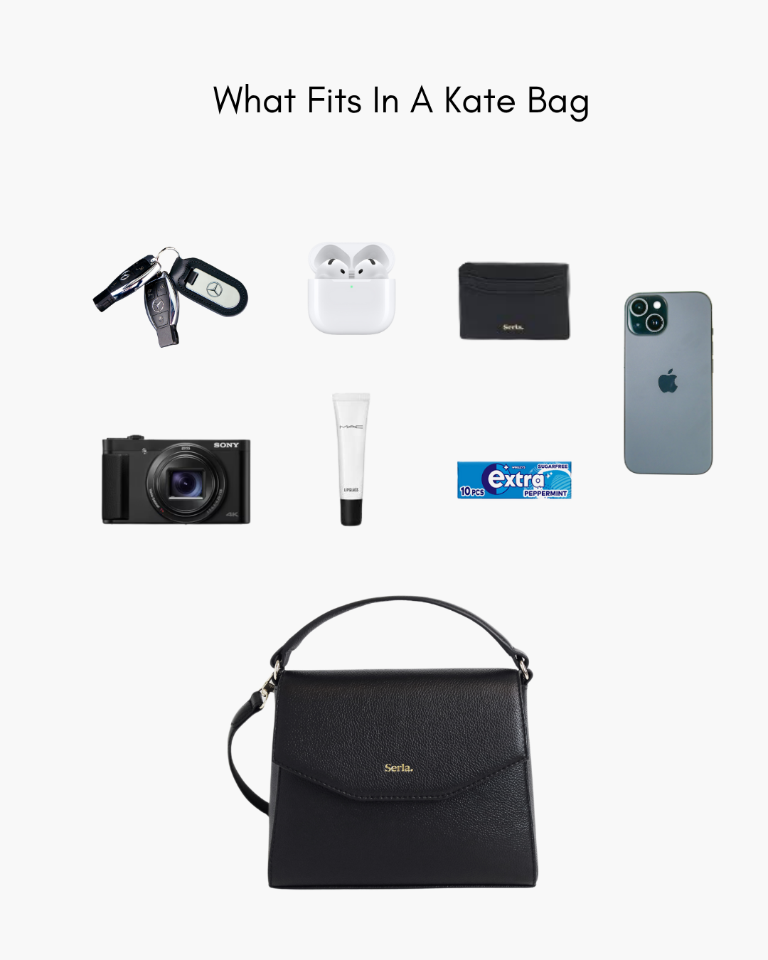 Kate Black Leather Crossbody Bag