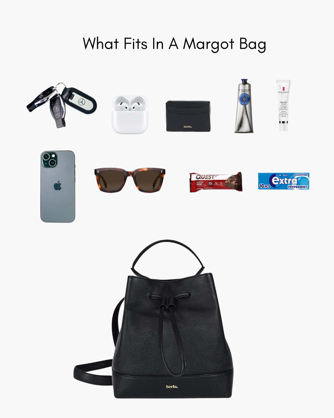 Margot Black Leather Bucket Bag