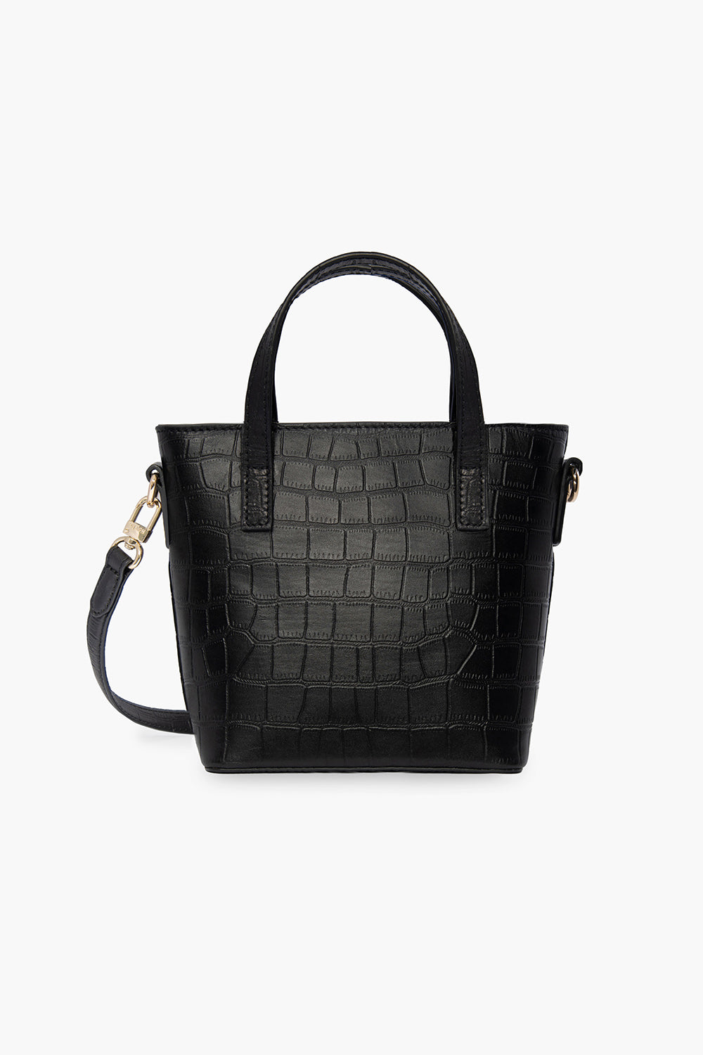 Cora Black Croc Leather Top Handle Crossbody Bag