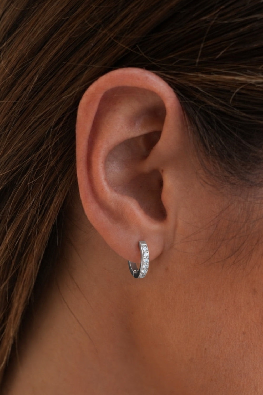 White Gold Plated Diamond Tennis Hoop Earrings