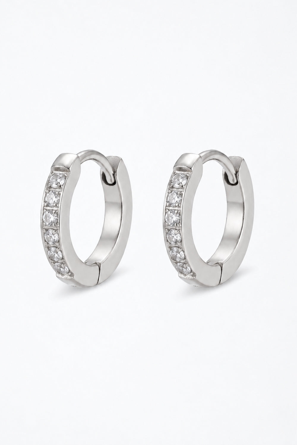 White Gold Plated Diamond Tennis Hoop Earrings