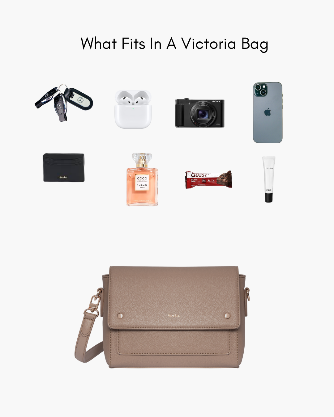 Victoria Taupe Leather Crossbody Bag