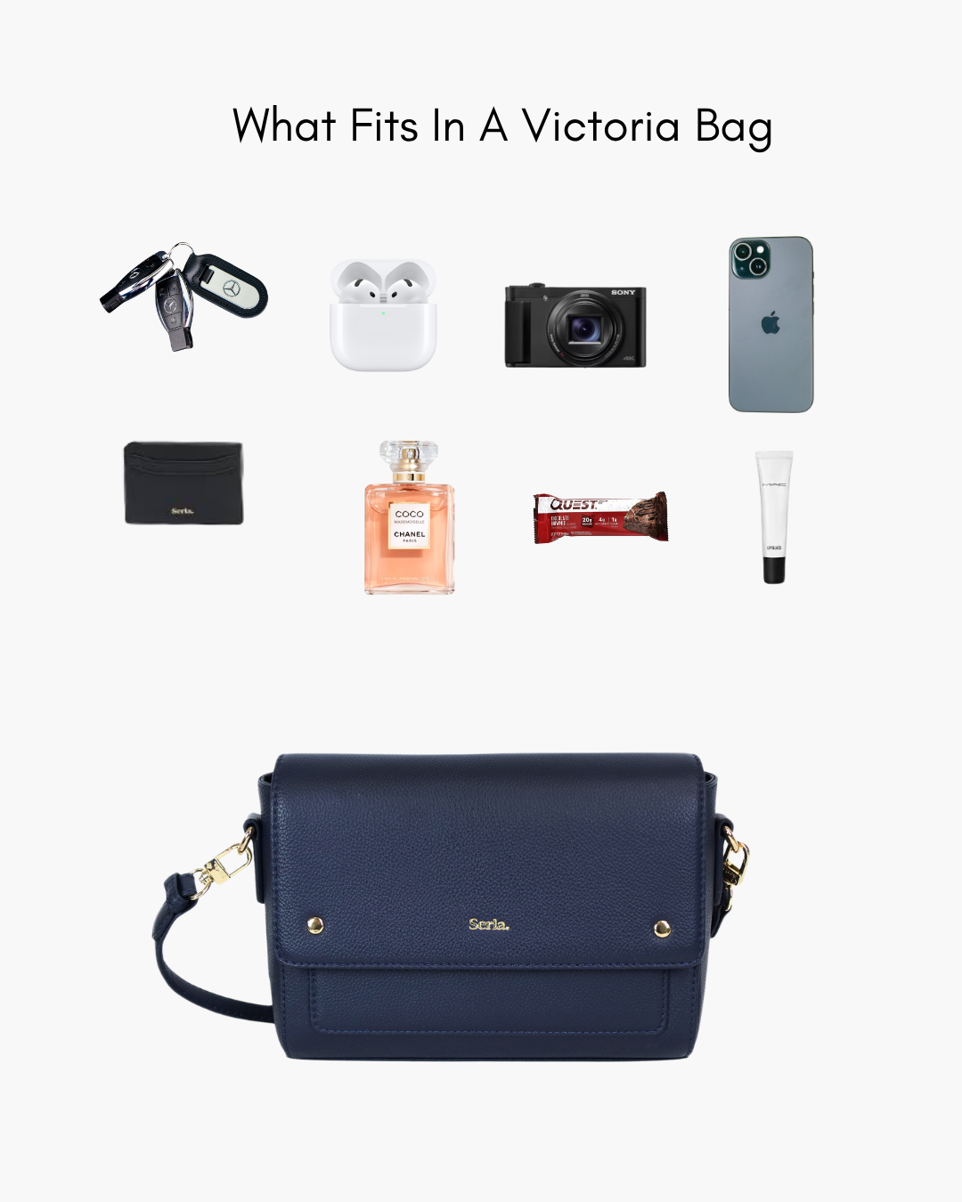 Victoria Navy Leather Crossbody Bag