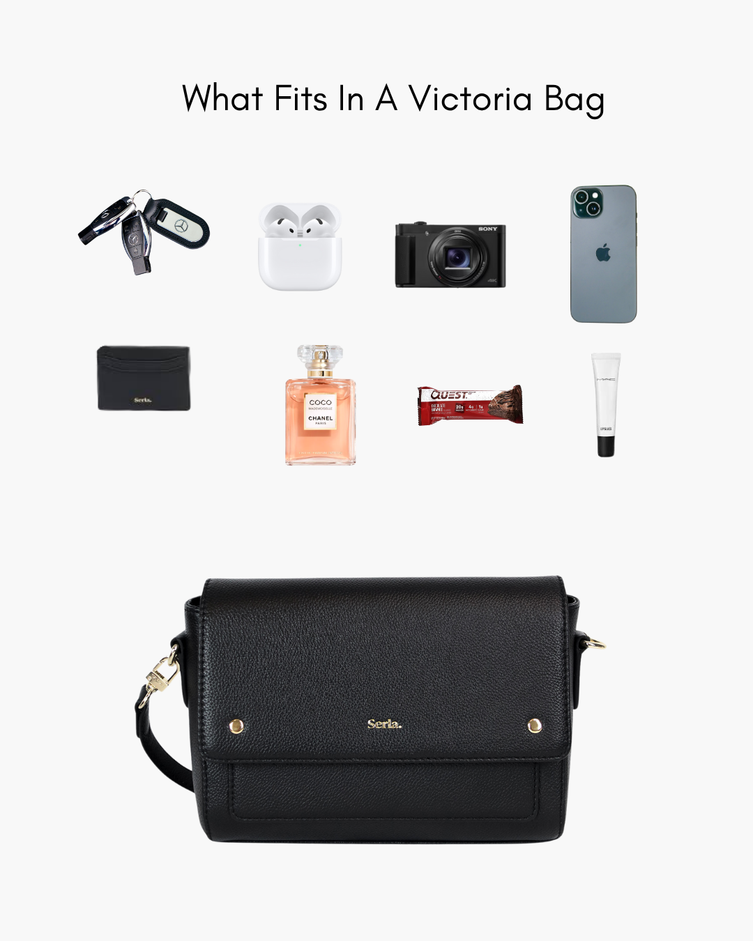 Victoria Black Leather Crossbody Bag