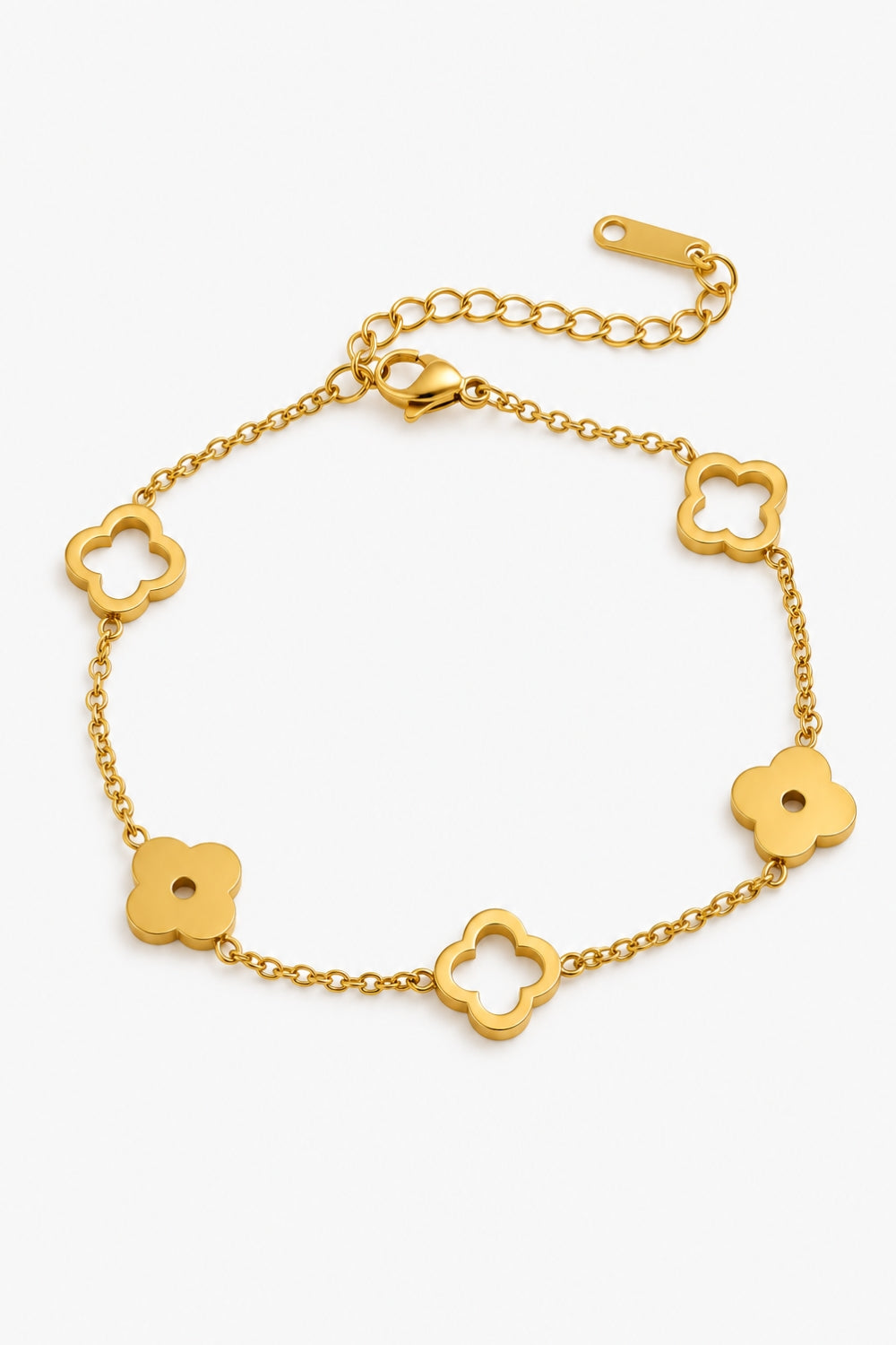 18k Gold Plated Clover Pendant Bracelet