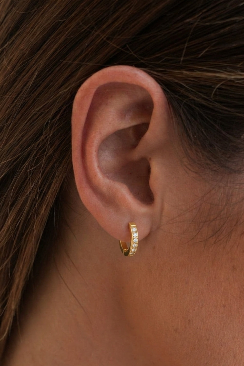 Gold Plated Diamond Tennis Hoop Earrings