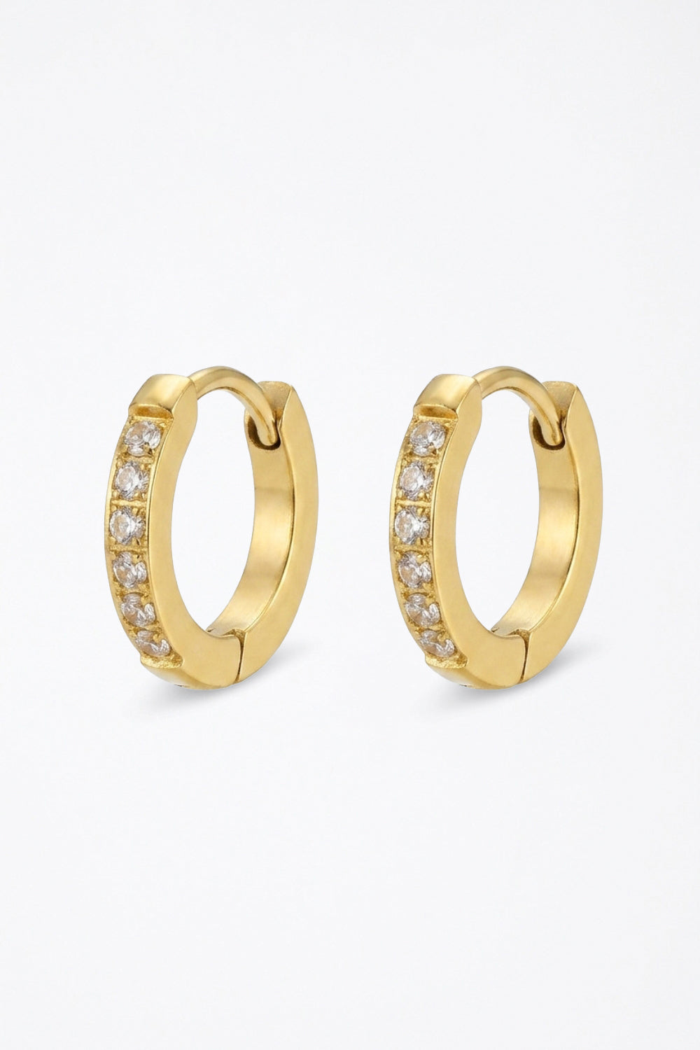 Gold Plated Diamond Tennis Hoop Earrings